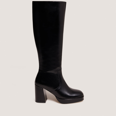 Bottes à plateformesen cuir noir | VENDOME
