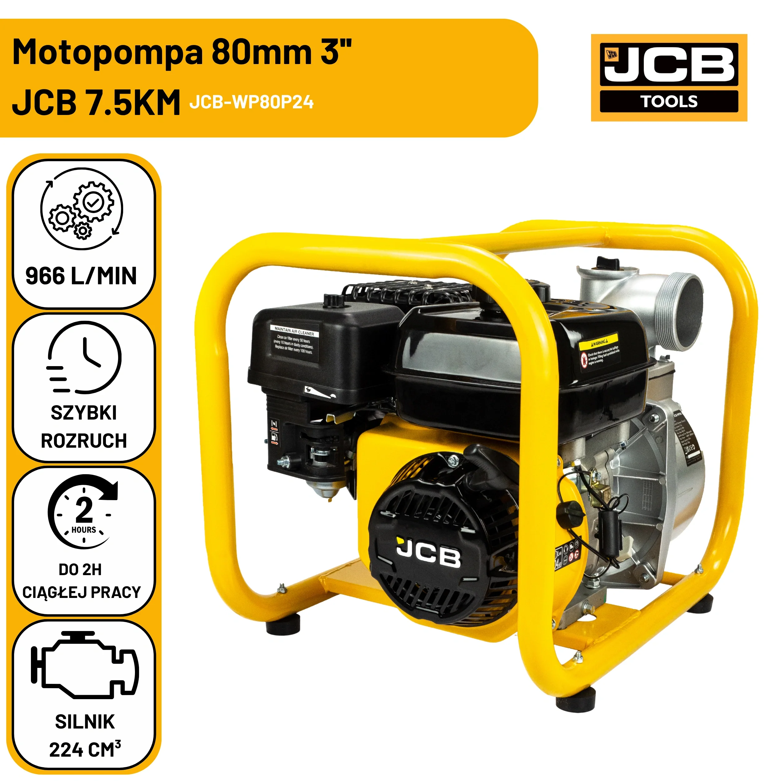 Motopompa Do Wody Czystej JCB Tools 7,5 KM