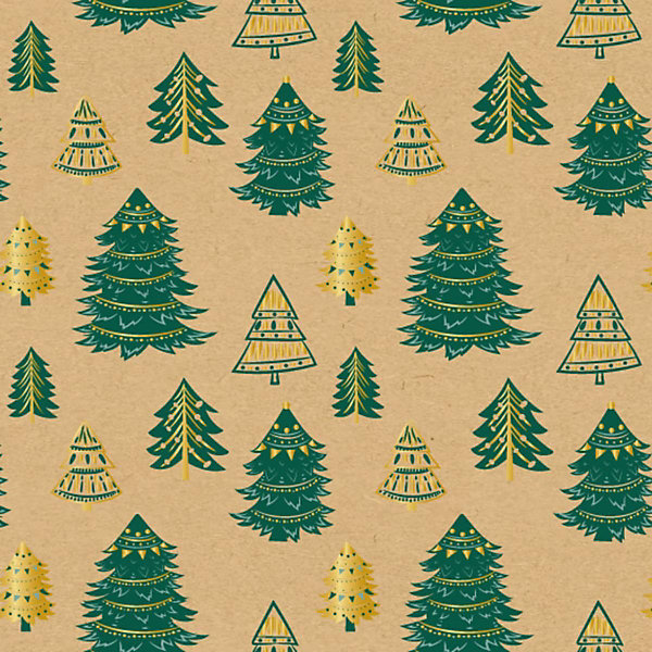 Papier cadeau 4c kraft 500x70 cm - feeric lights &christmas