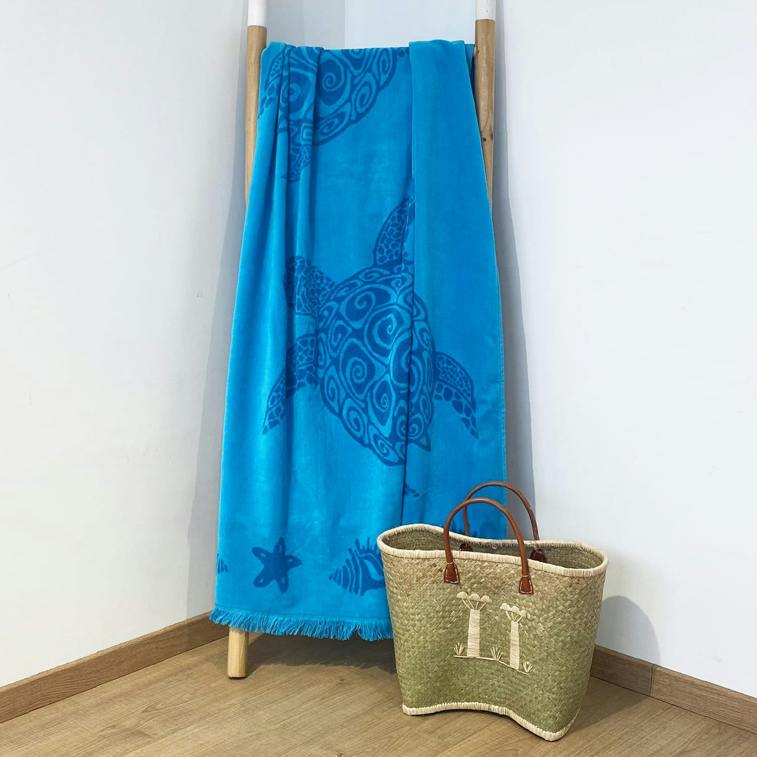 PLAGE - Serviette de plage éponge velours Jacquard Atoll 90x170