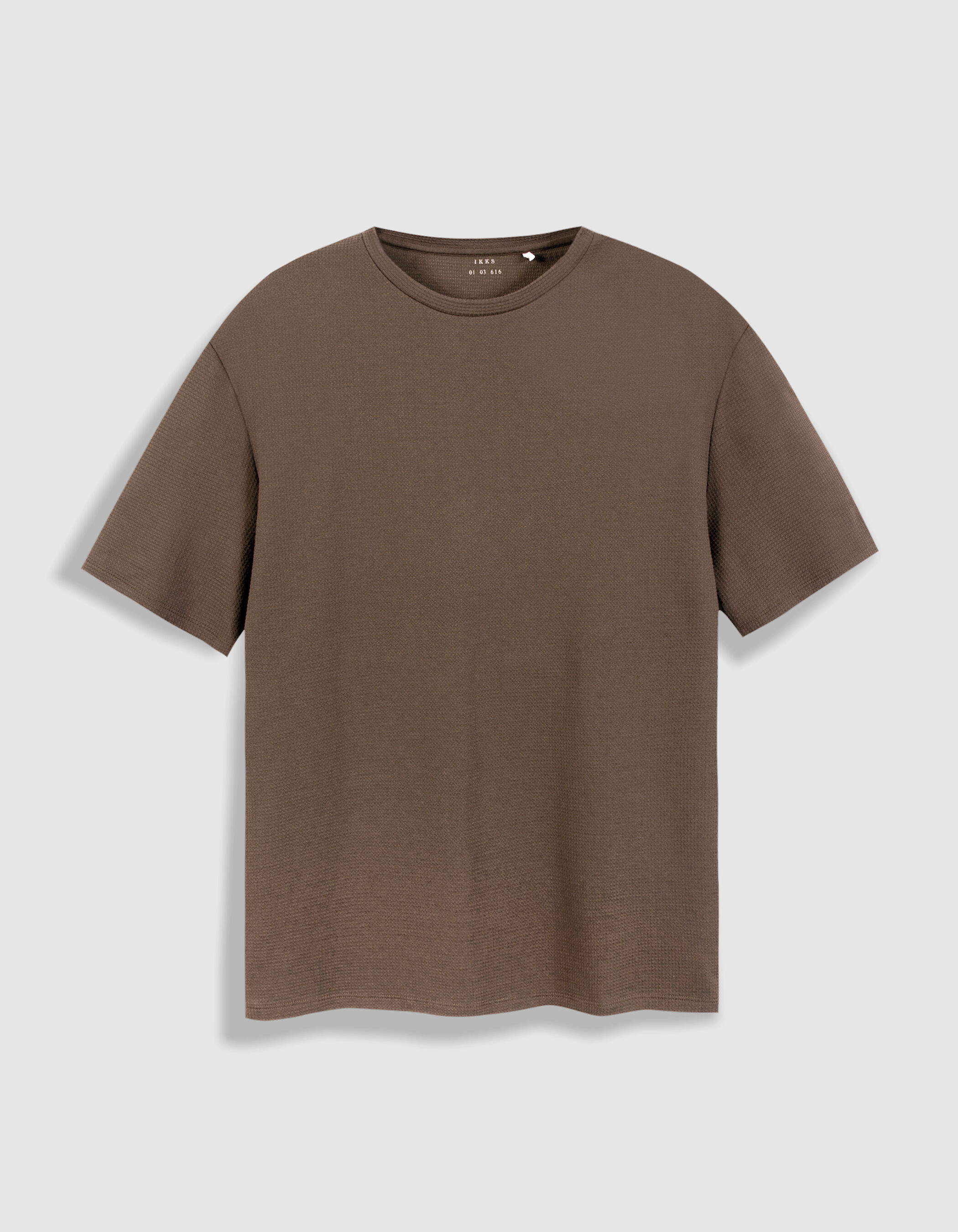 T-shirt col rond kaki nid d'abeille visuel dos Homme