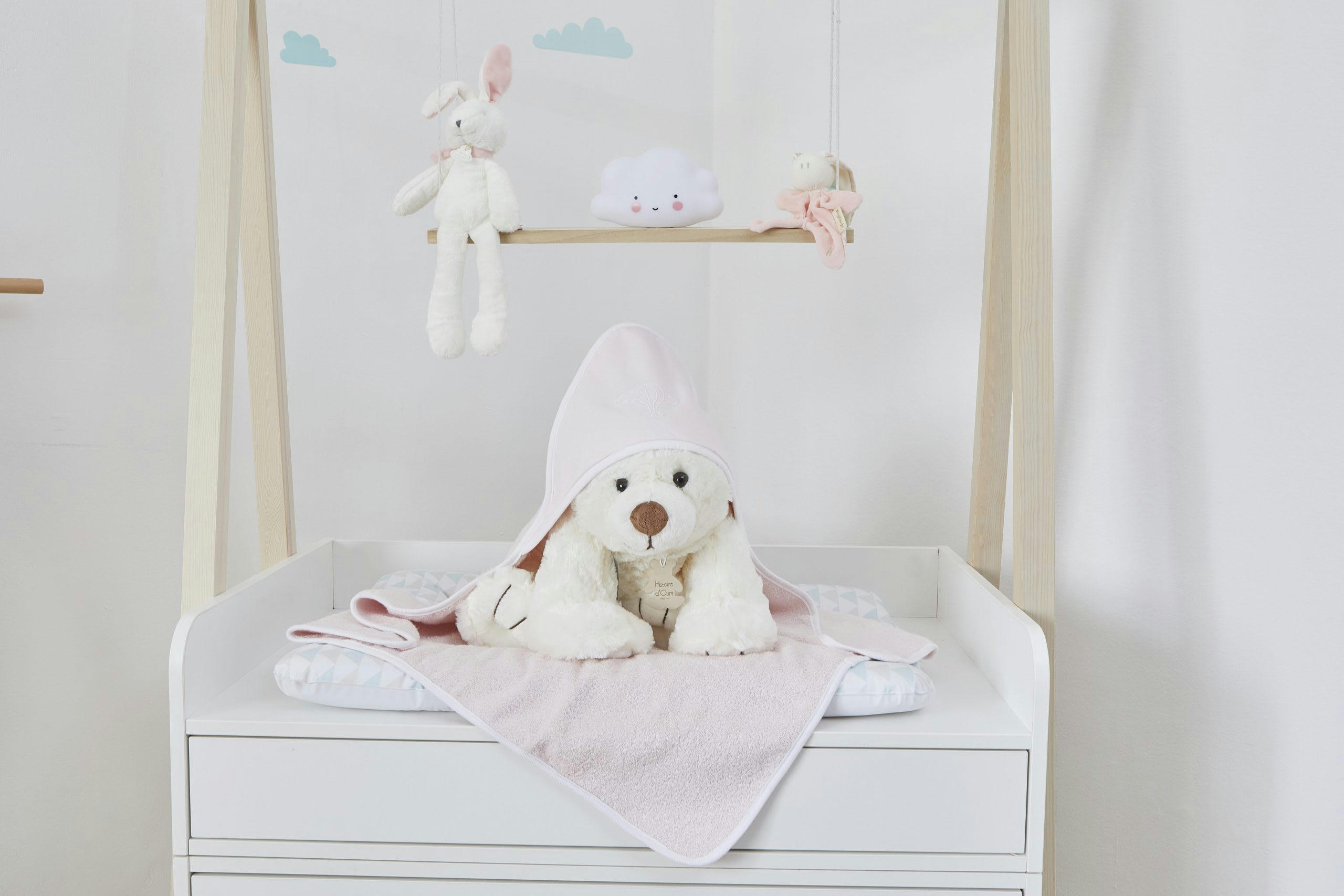 - Cape de Bain Bébé 100% Coton Bio Couleur Pivoine