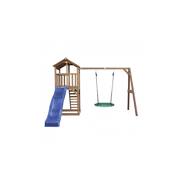 AXI Beach Tower avec balancoire nid Marron Bleu Toboggan