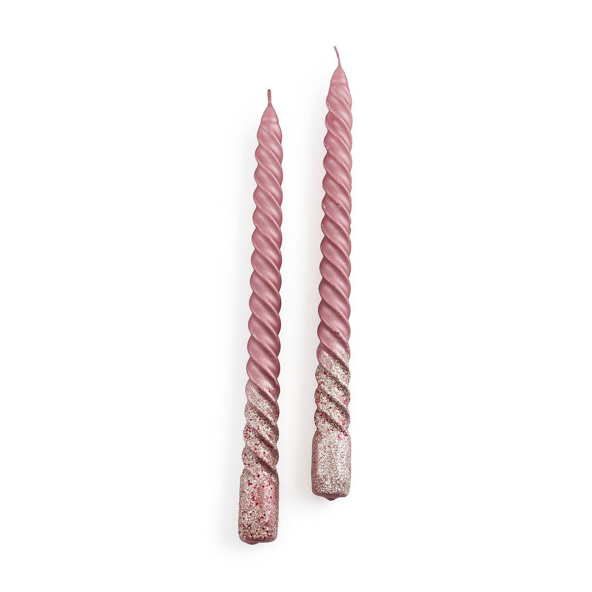 Lot de 2 bougies torsadées paillettes, Caspar