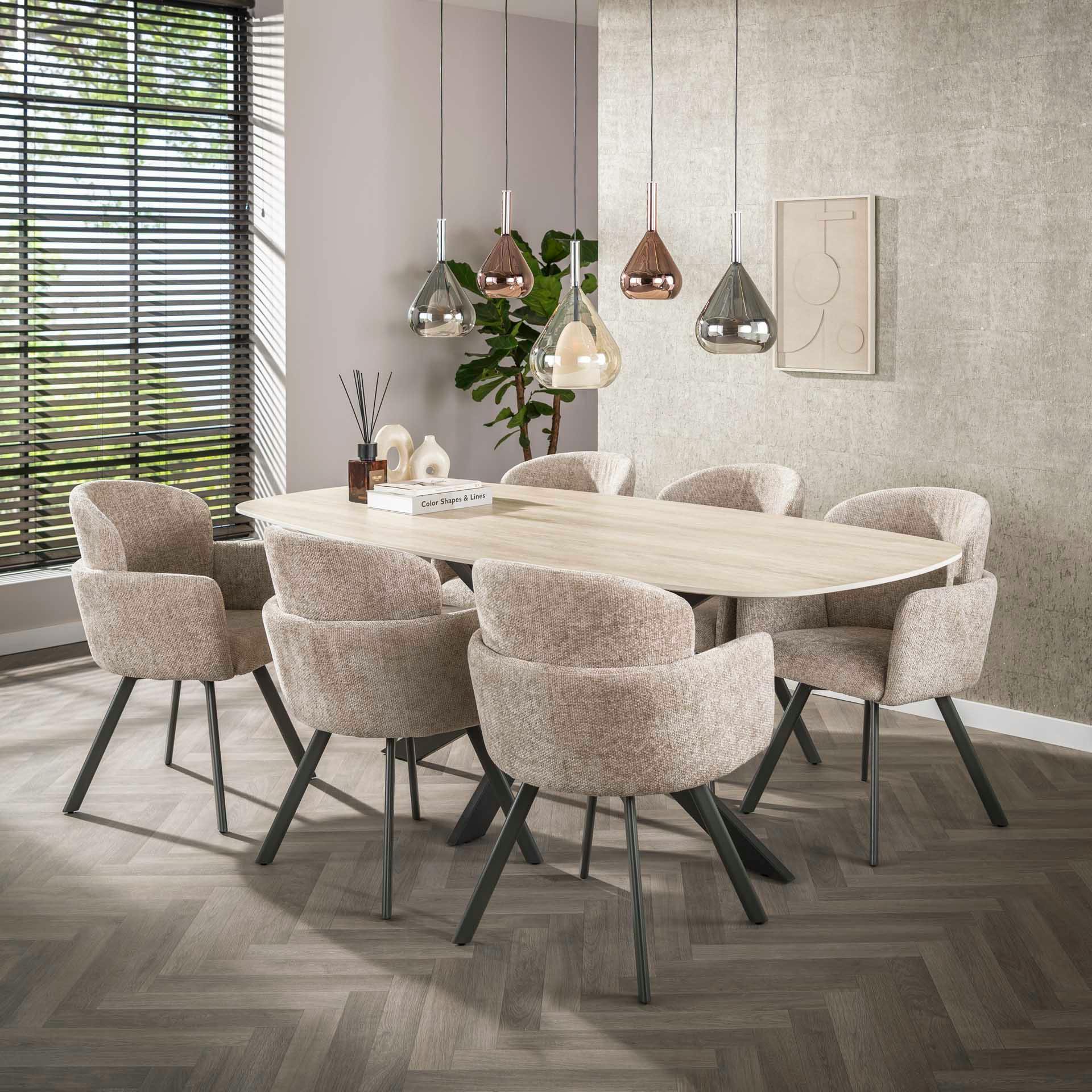 Fauteuil de table pivotant beige texturé (lot de 2) CREEK