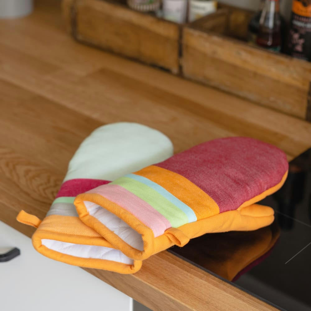- Set de 2 gants de cuisine coton orange