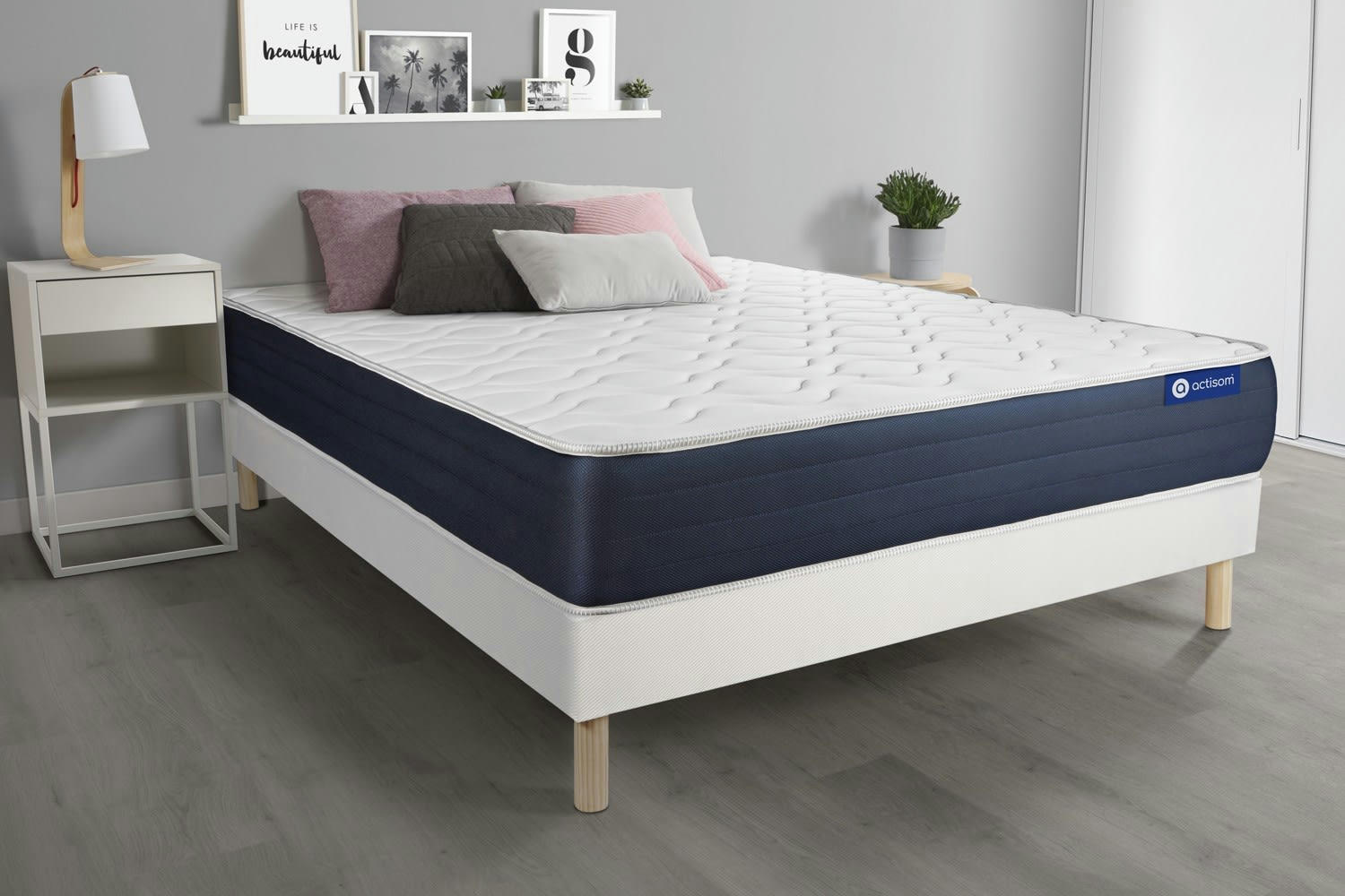 ACTIMEMO SLEEP - Ensemble 160x200 cm sommier kit blanc
