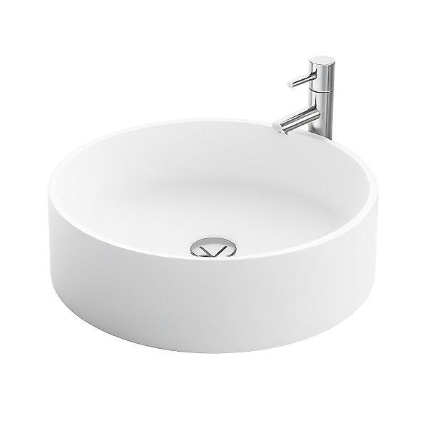 DORIA - Vasque ronde à poser - Design Elégant et Raffiné - Solide et Robuste - Entretien Facile - Blanc - 45 x 45 x 14.5 cm
