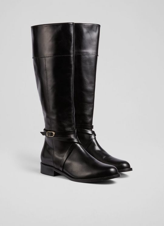 Bonnie Black Leather Riding Boots