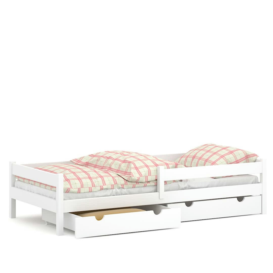 - Lit simple en pin massif 200x90 blanc