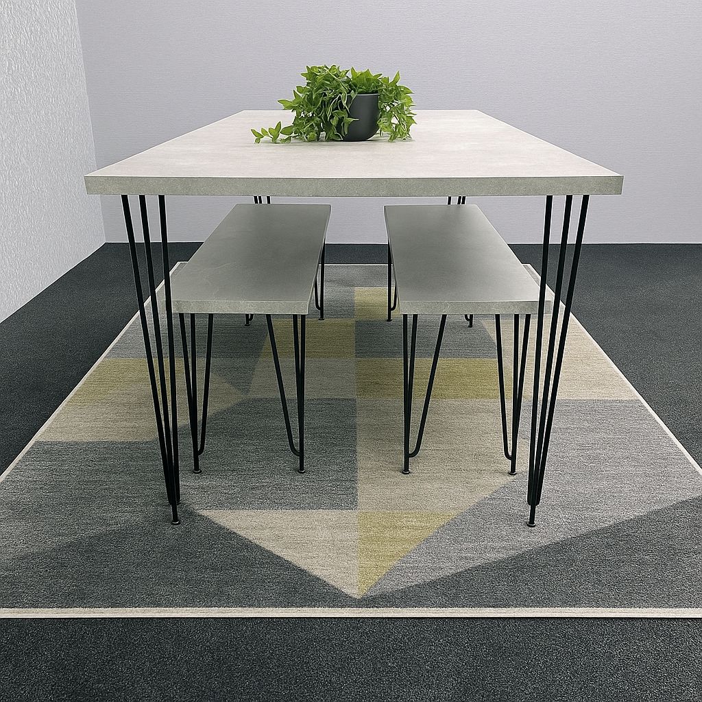 KOSY KOALA Kosy Koala Modern Grey Dining Table with 2 Benches Dining Room Furniture