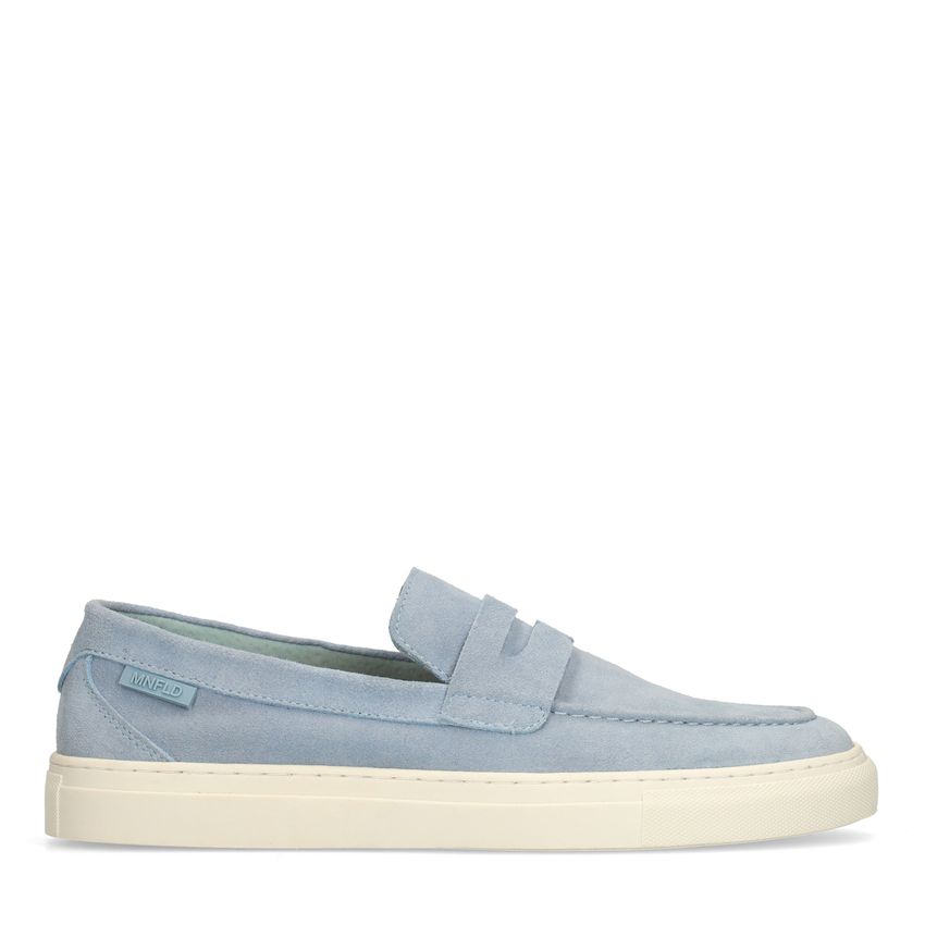 Manfield Blauwe suède loafers
