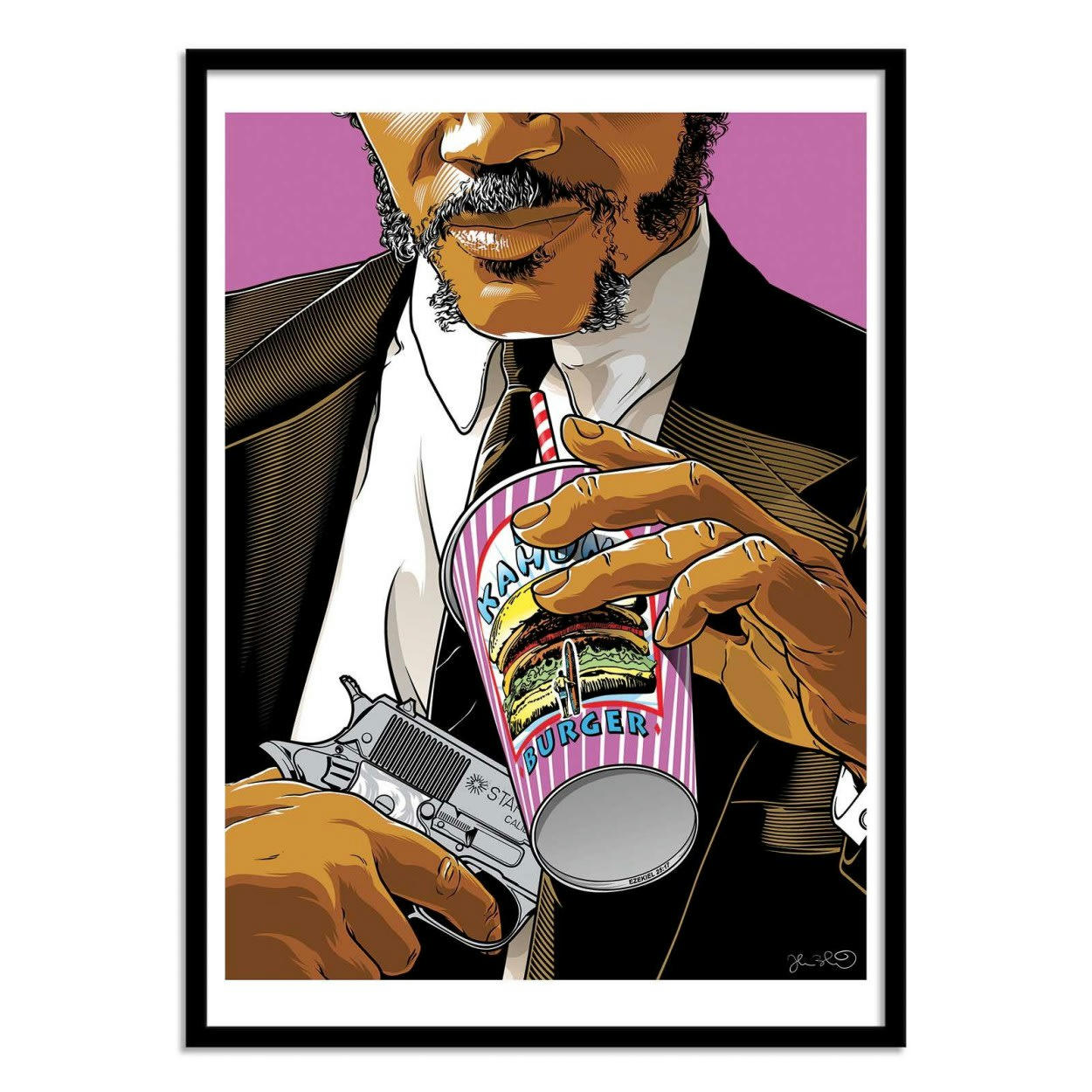 JOSHUA BUDICH - JULES -  Affiche d'art avec Cadre bois noir - 30 x 40 cm