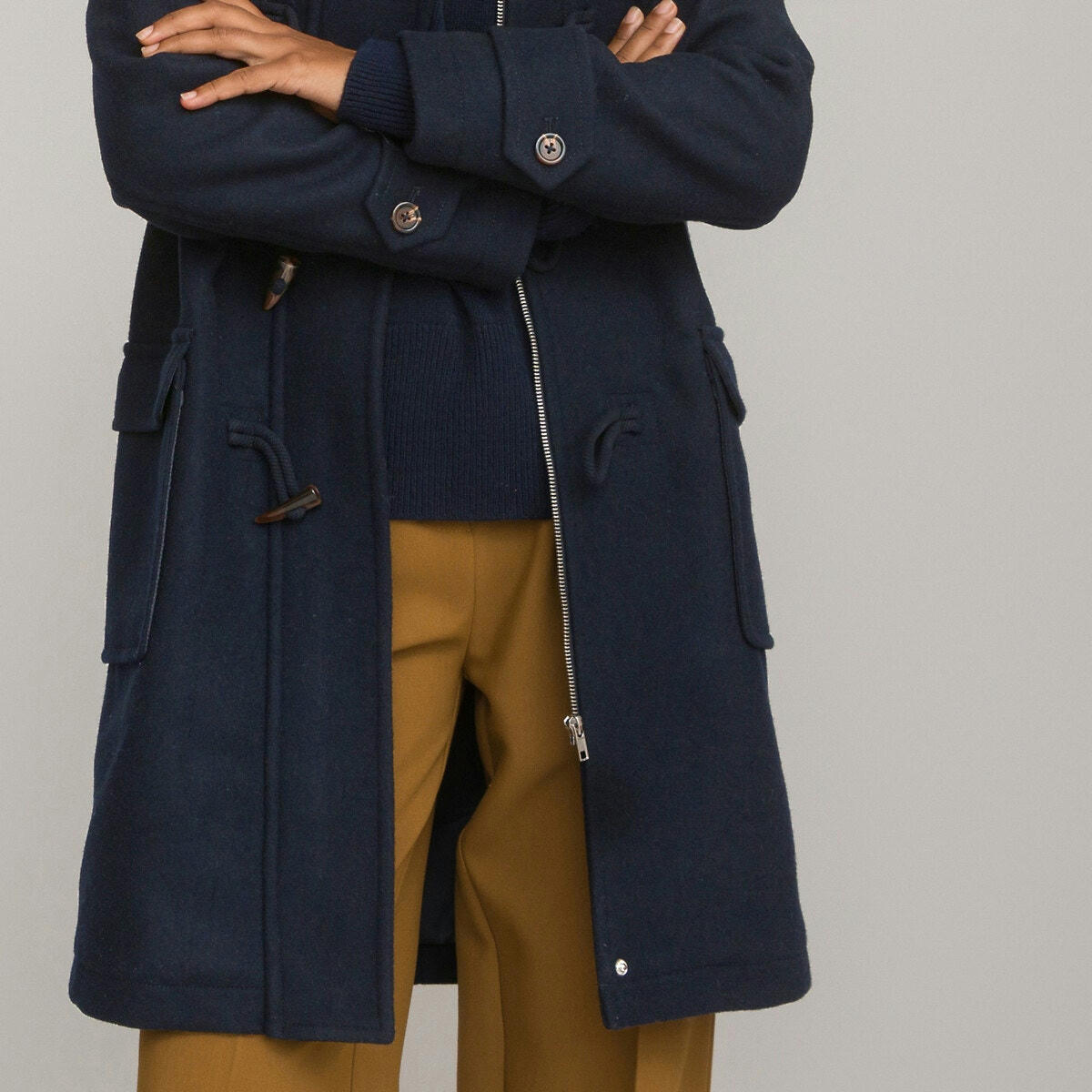Duffle-coat à capuche, en drap de laine
