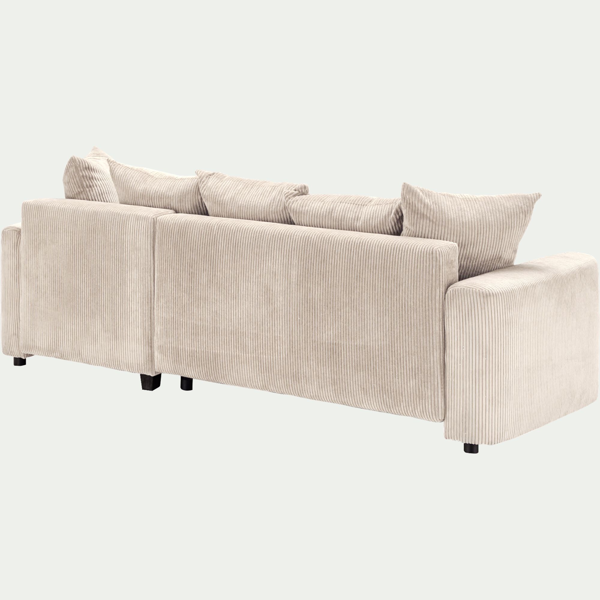 LUDI - Canapé convertible à angle réversible en velours côtelé - beige roucas