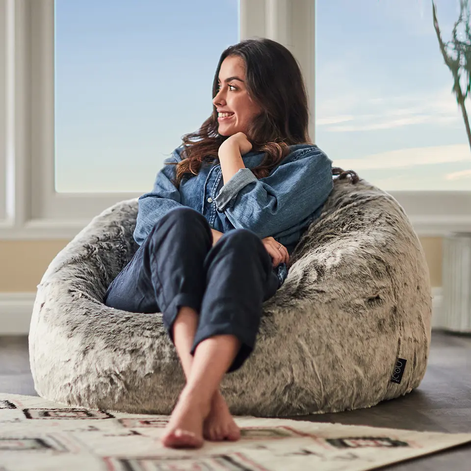 icon Zitzak Kenai - Zitzak van Imitatiebont - Poolwolf