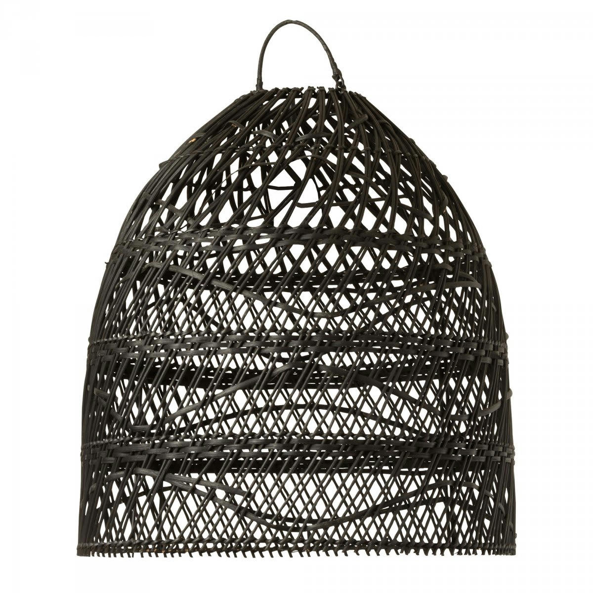 AARON - Abat-jour lanterne en rotin naturel noir