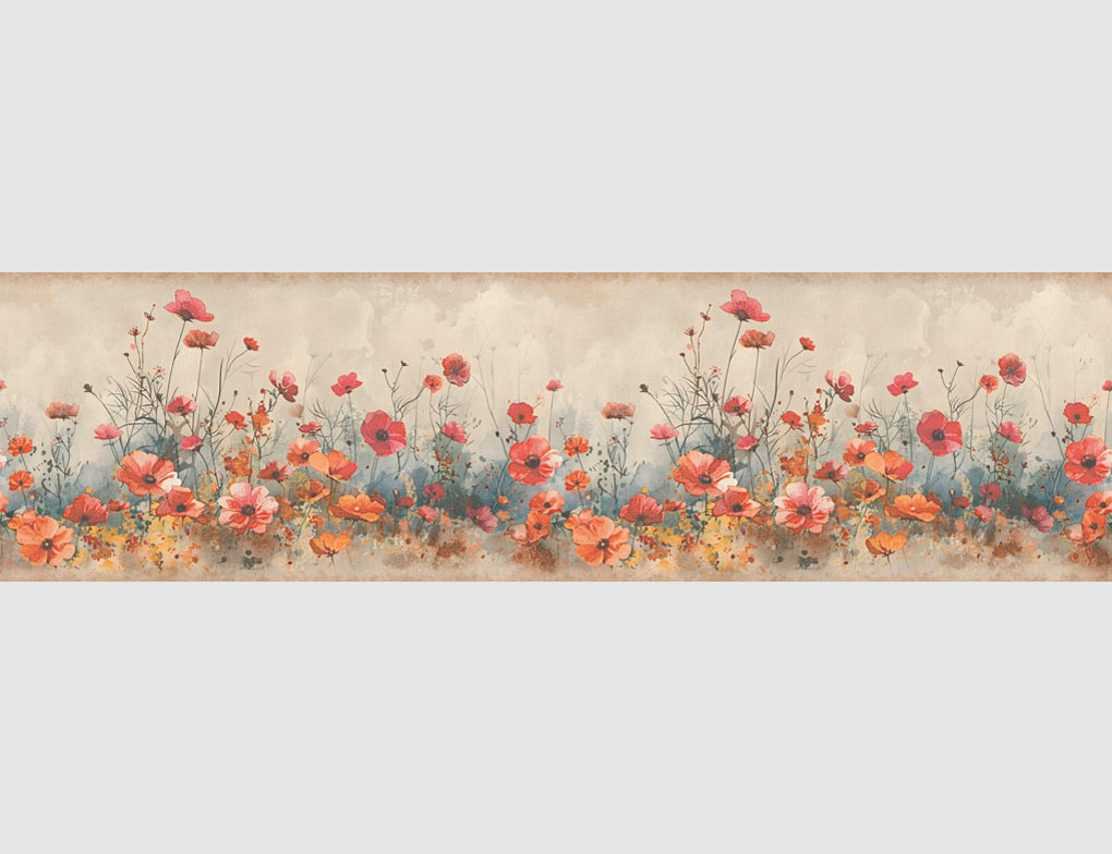Tapetenborte Vinyl Mohnblume