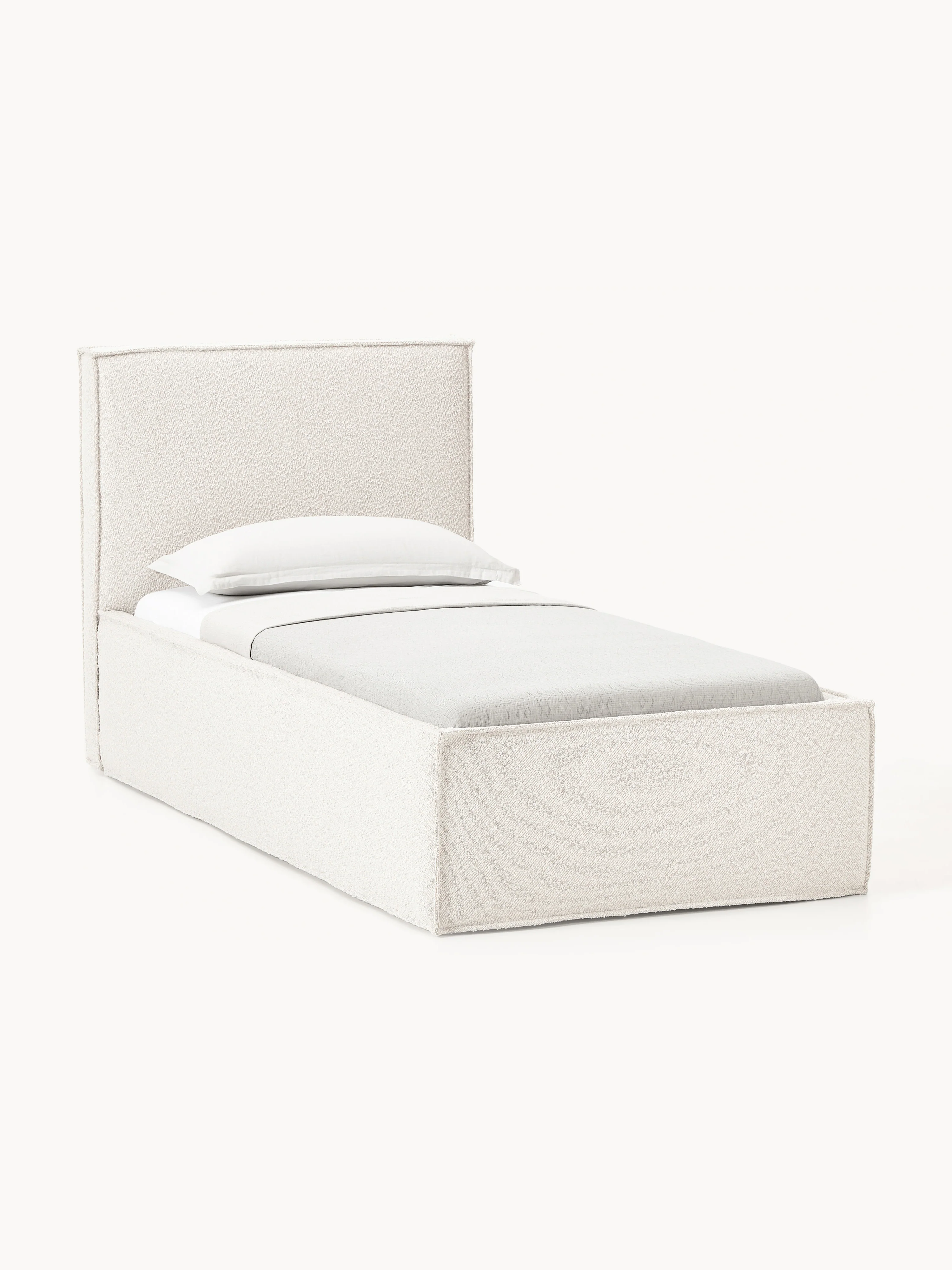 Bouclé-Einzelbett Dream mit Stauraum