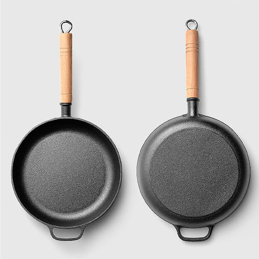 SOGA 27cm Round Cast Iron Frying Pan Skillet Steak Sizzle Platter with Helper Handle