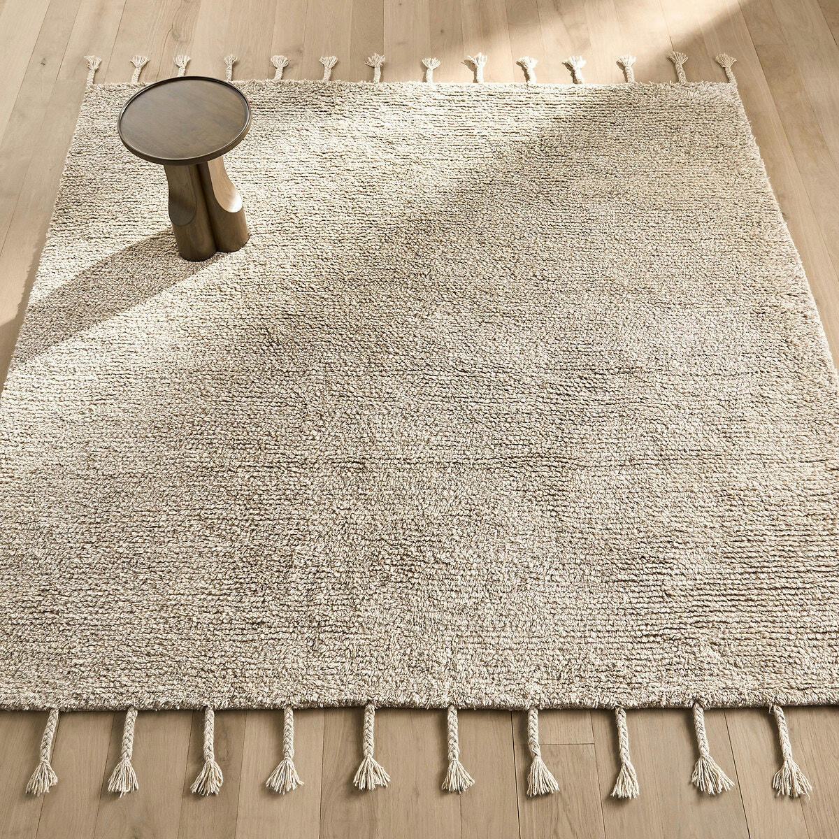 Tapis épais carré 100% laine, noué main, Neroli