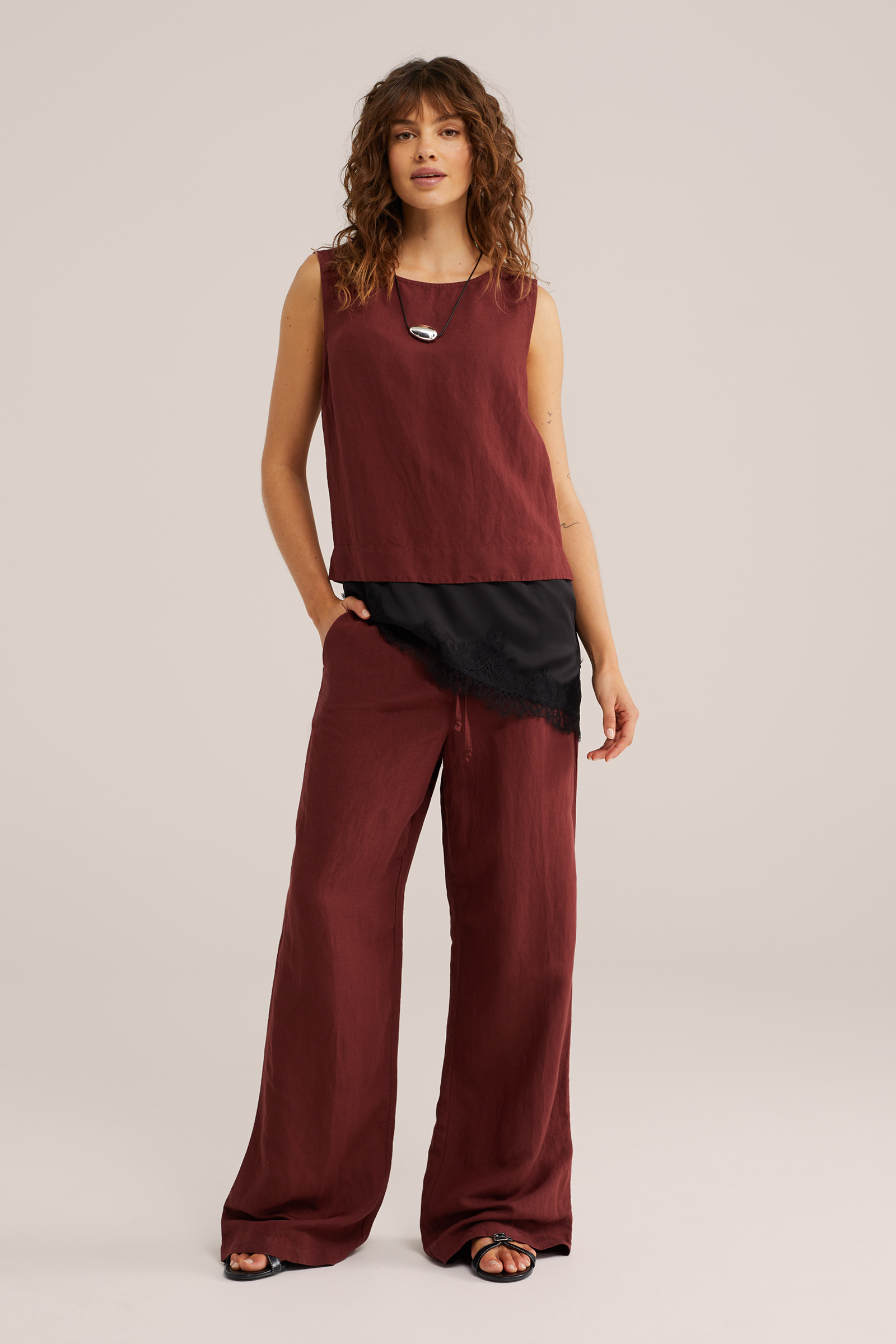 Dames singlet van linnenmix