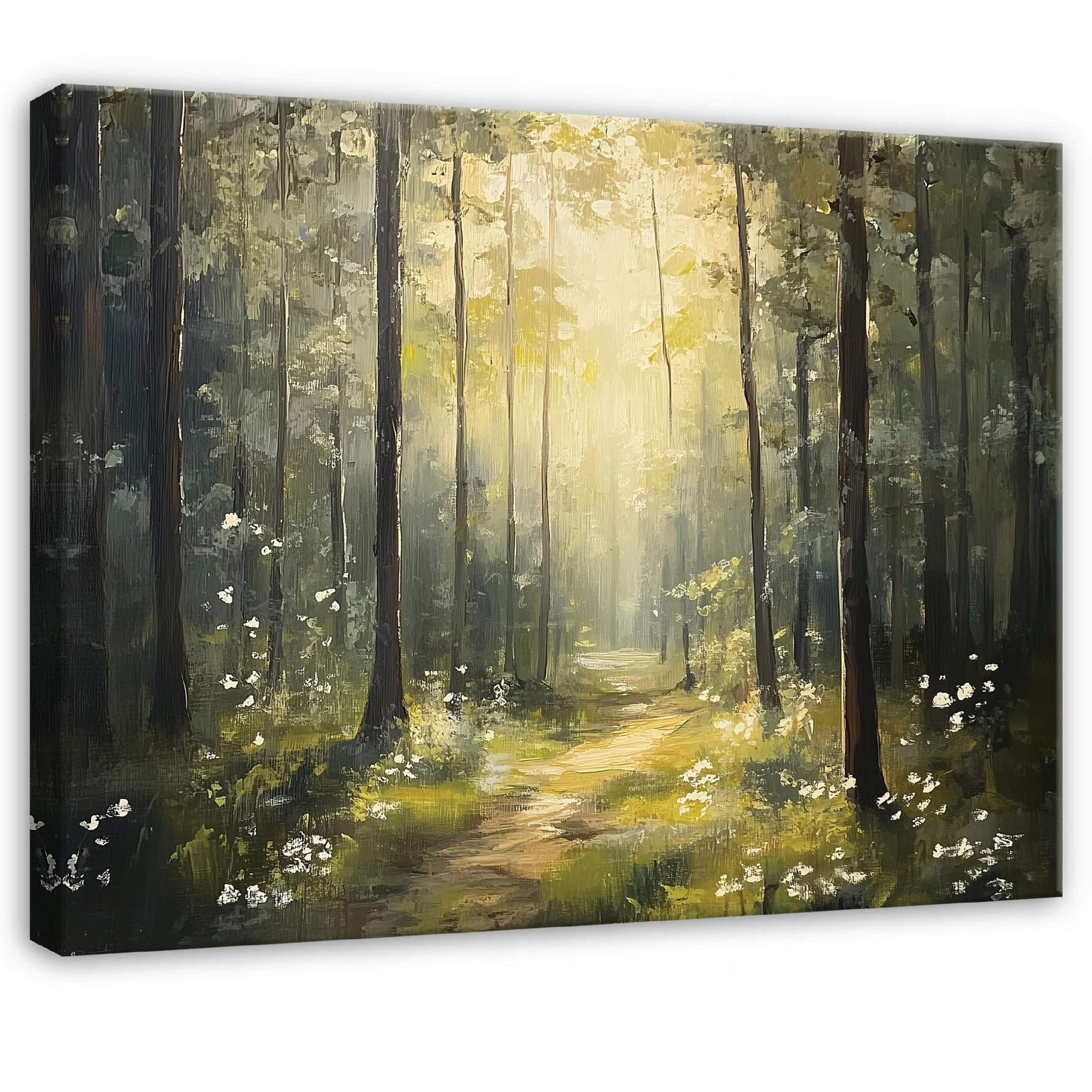Obraz Las 3D Drzewa Słońce Do Sypialni Salonu Kuchni Na Płótnie 60X40