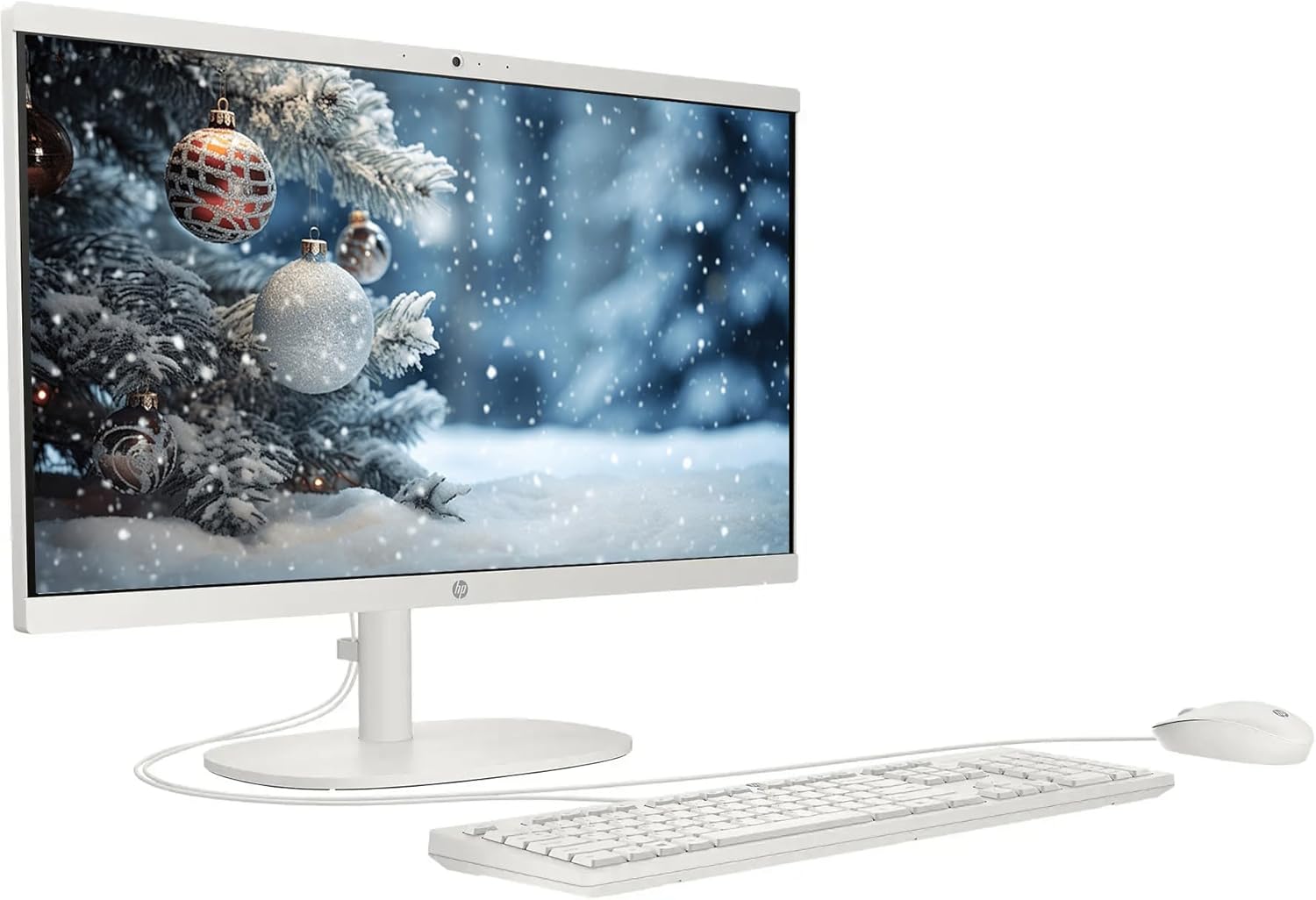 HP 21.5 FHD All-in-One Desktop Computer  32GB RAM 128GB UFS  Quad-Core Intel N100  Windows 11  PLUSERA 8-in-1 Hub  Keyboard & Mouse Included  Cashmere White