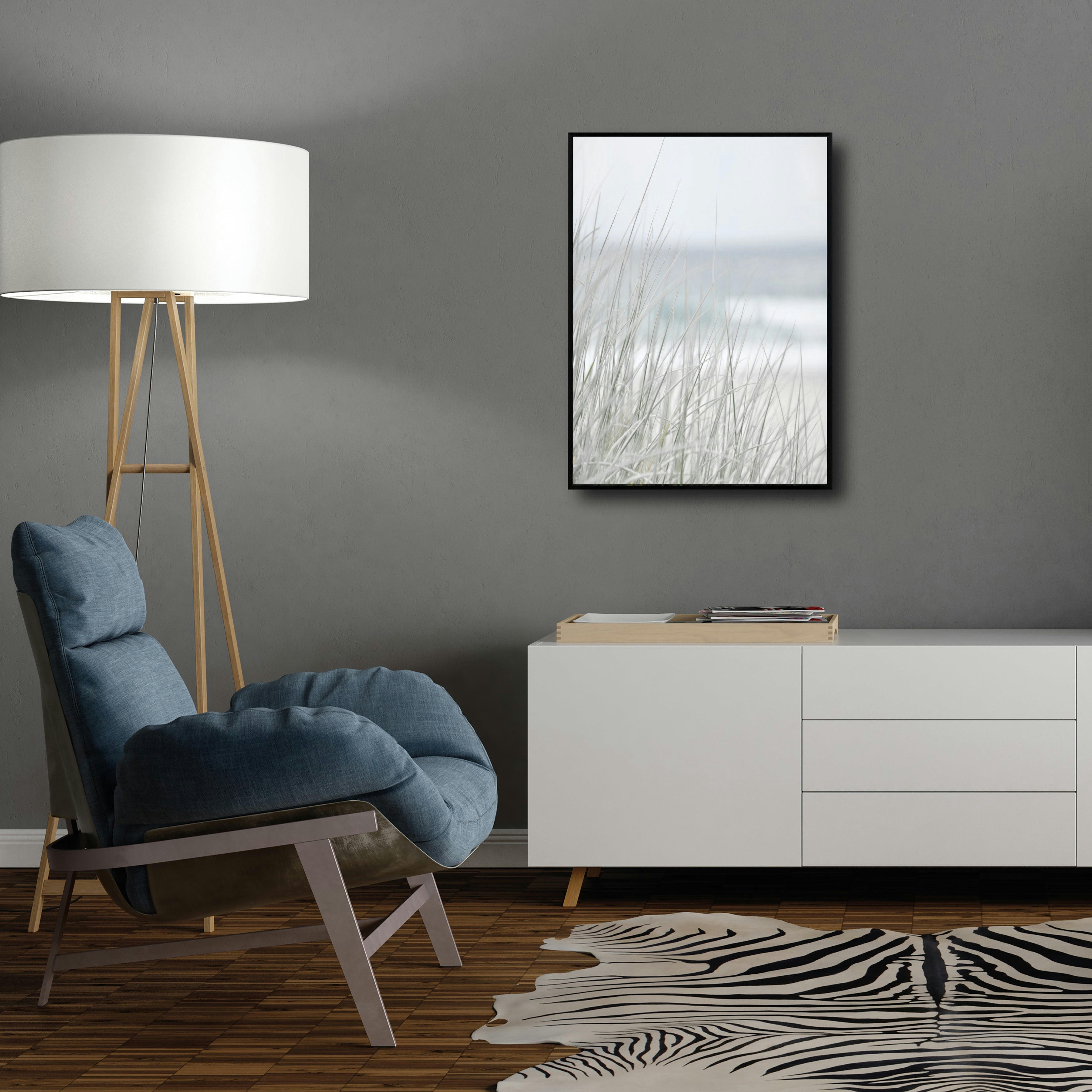 PLAYA - Affiche avec cadre noir - Plage en noir et blanc - 50x70