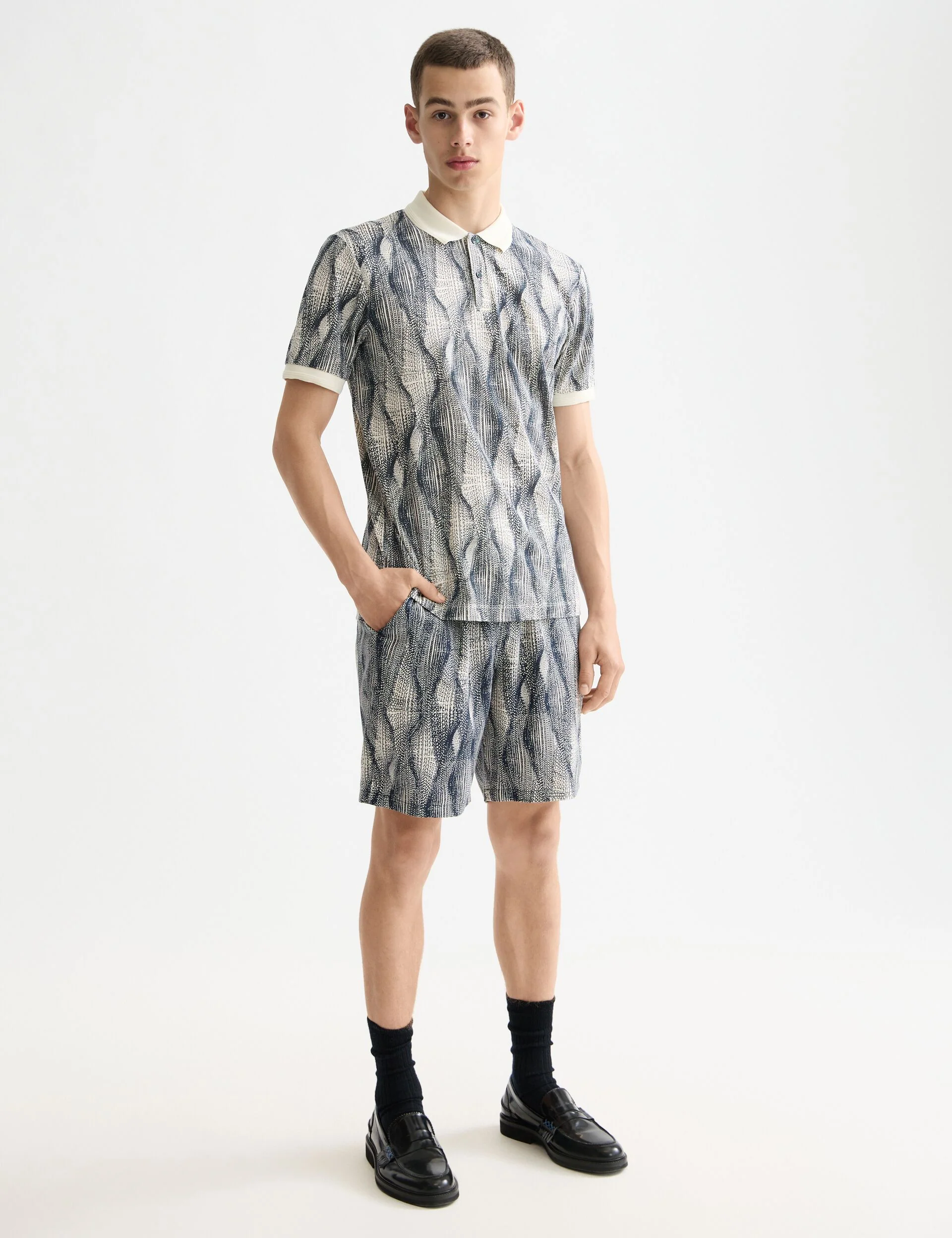 Micro allover print regular fit polo