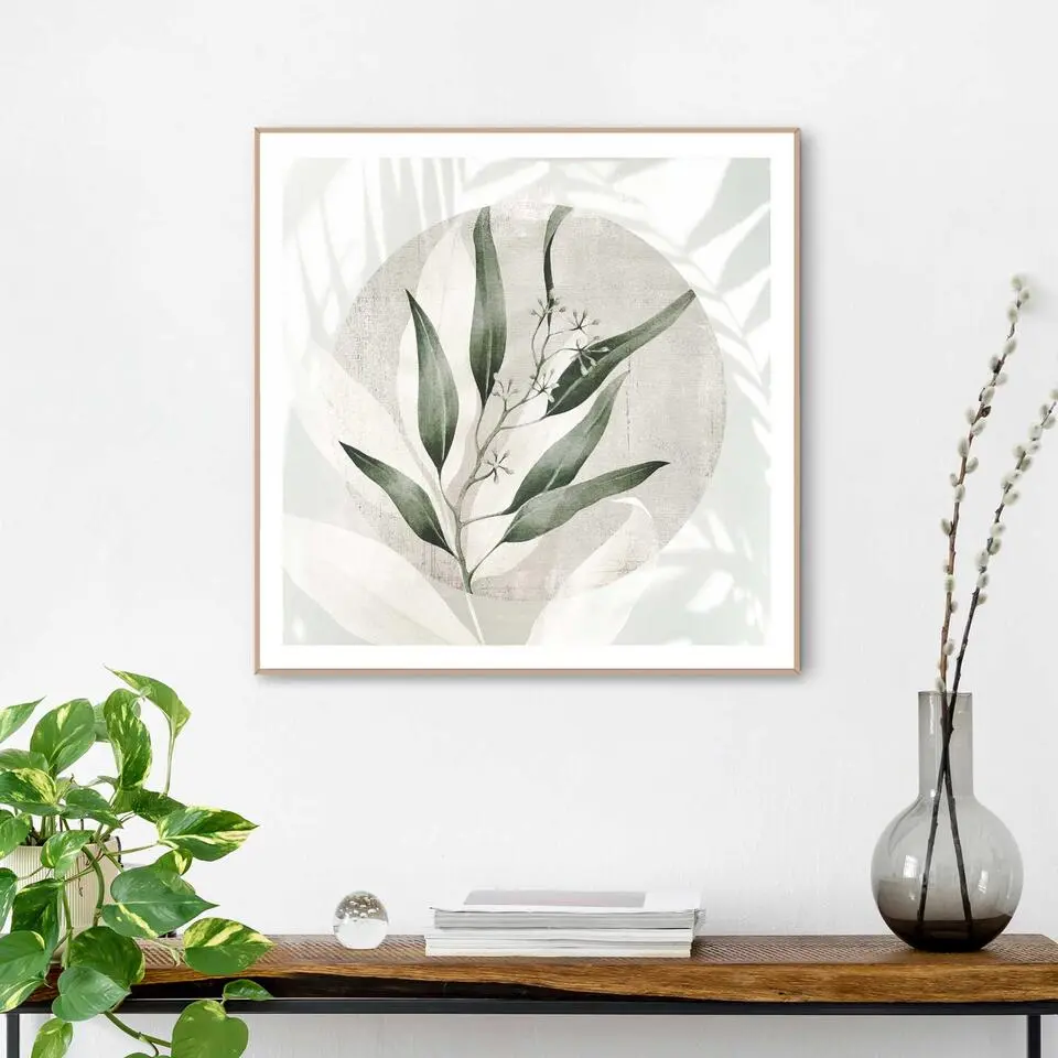 Schilderij Bladeren - 50 x 50 - Groen