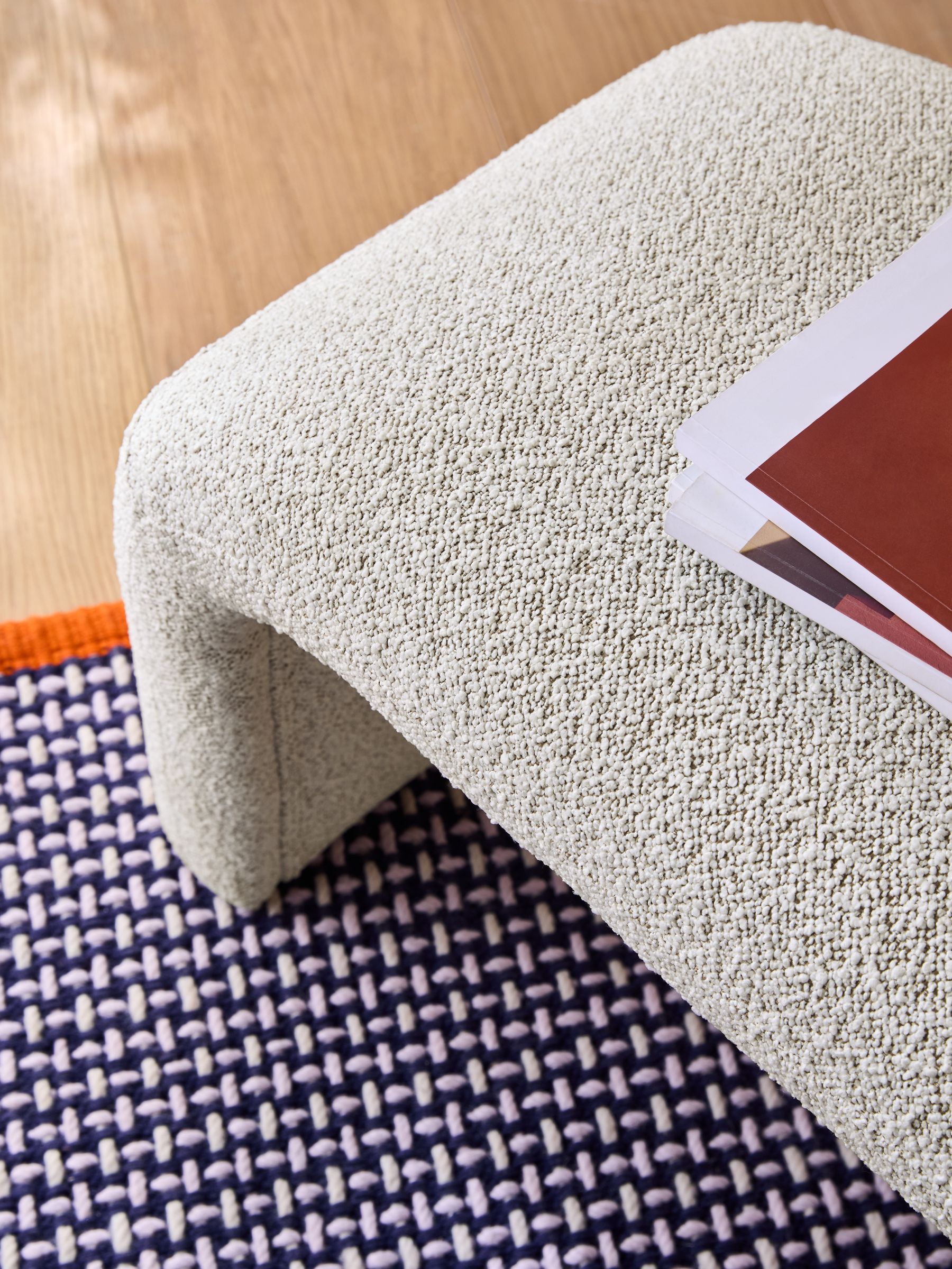 Beryl Bench in Off White Soft Touch Boucle