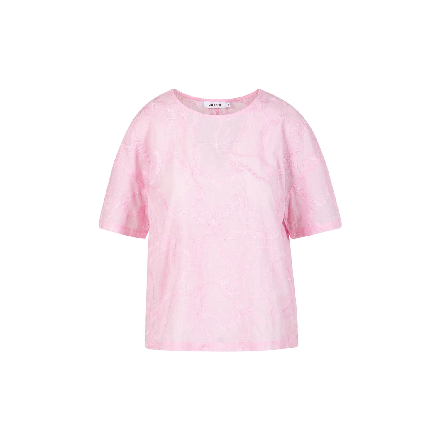 Top with embroidery, pale rose