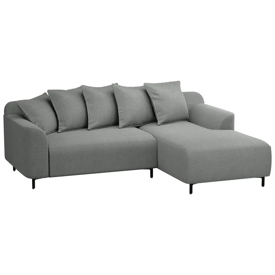 Bank Elsa met chaise longue rechts - stof Eden - grijs