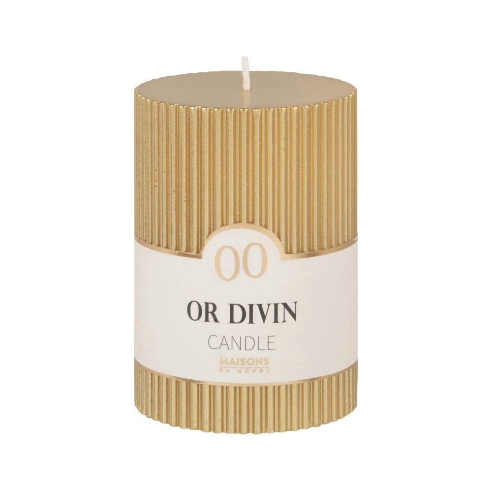 COLORAMA - Bougie striée dorée H10