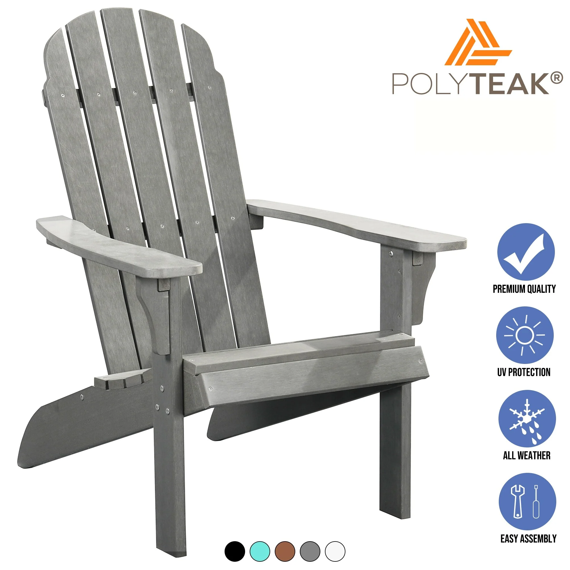 POLYTEAK Traditional Element Adirondack Chair, All Weather Poly Lumber
