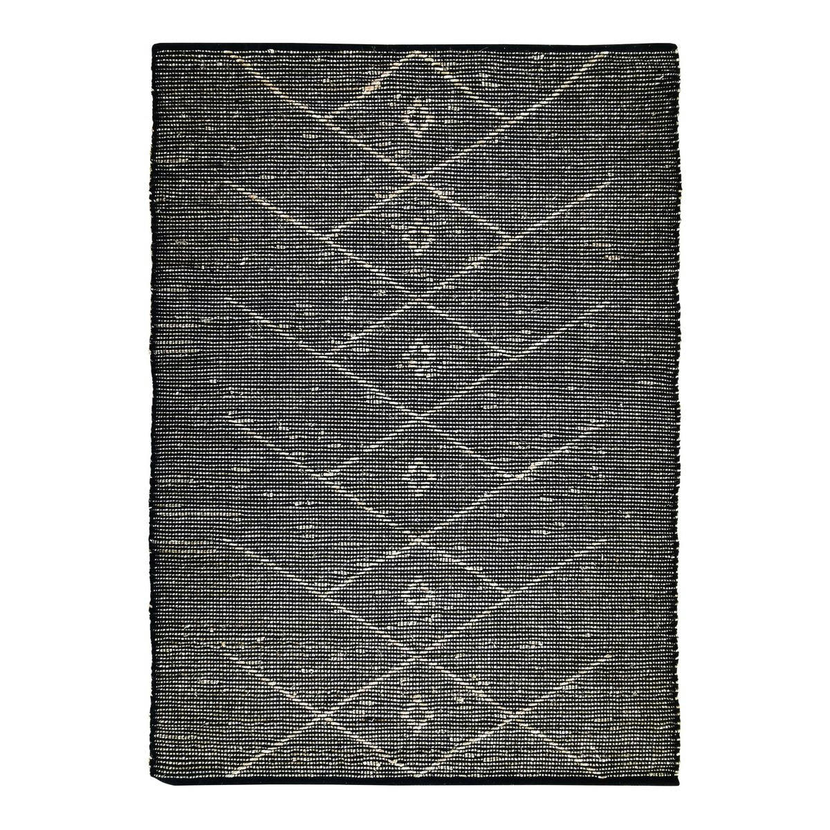 CHIC - Tapis en jonc de mer motif tribal noir 160x230