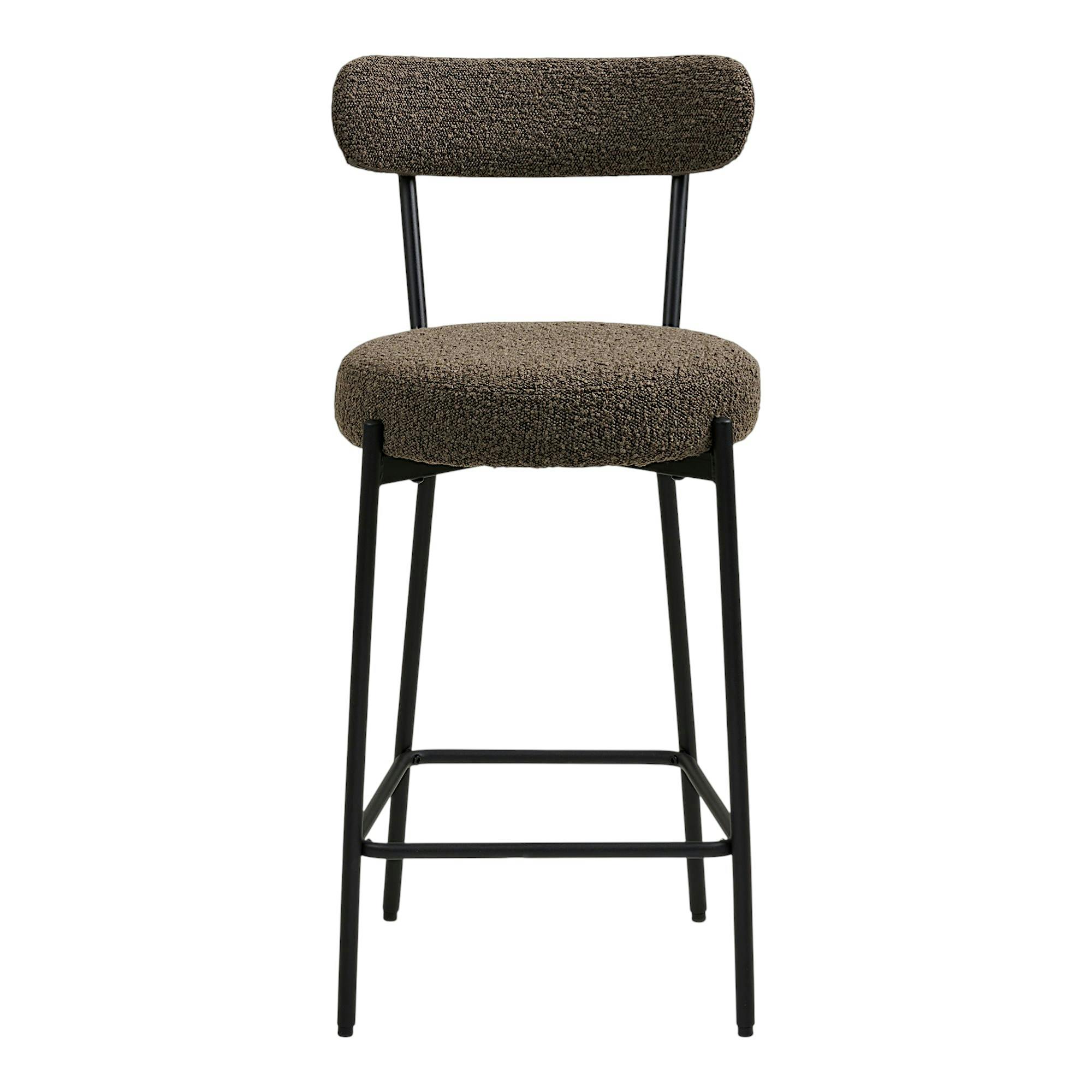 Chaise de bar en bouclette marron avec repose-pieds (lot de 2) BERLIN