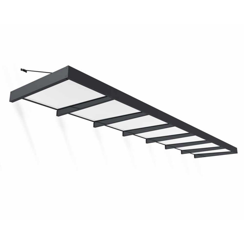 Marquise de porte Sophia XL gris foncé 660 x 140 cm CANOPIA