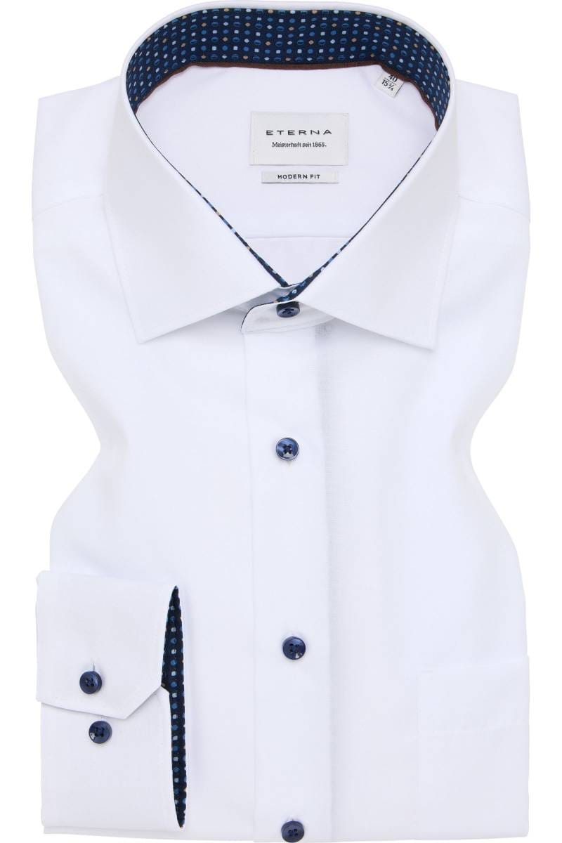 ETERNA Modern Fit Hemd weiss, Einfarbig (super langer Arm)