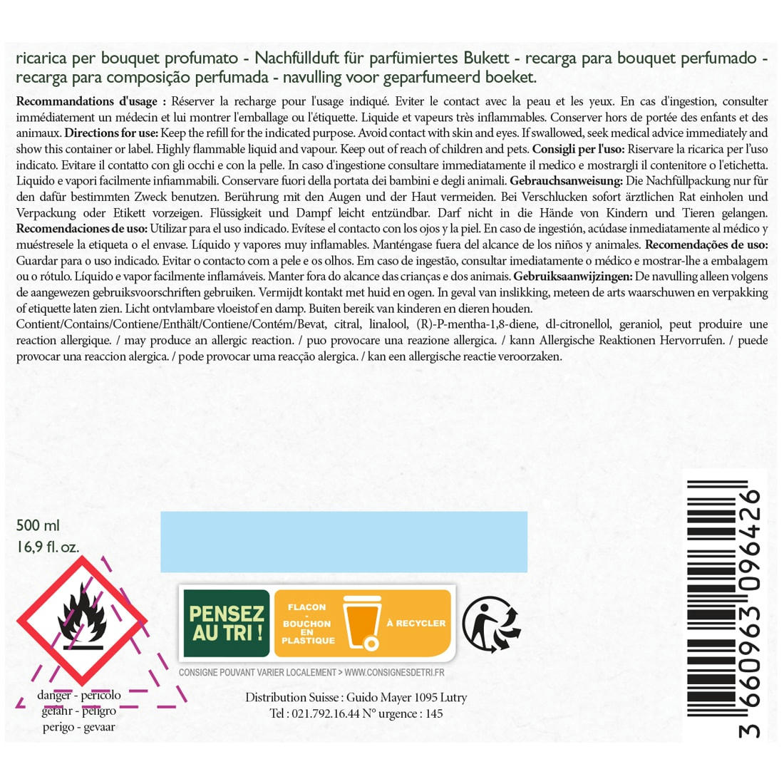 ORANGE ET THÉ VERT - Recharge bouquet 500ml