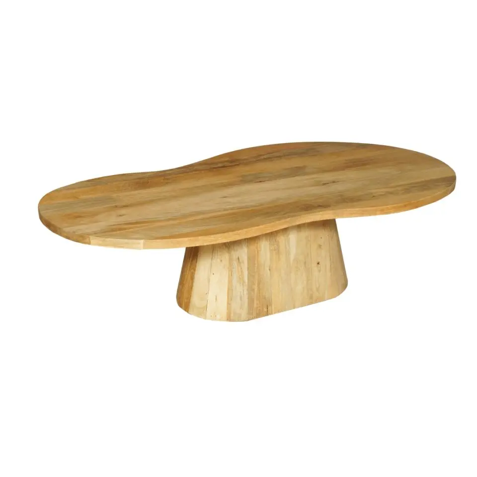 Mangohoutonline - Salontafel Torino Organische Vorm Massief Rechthoekig Bruin