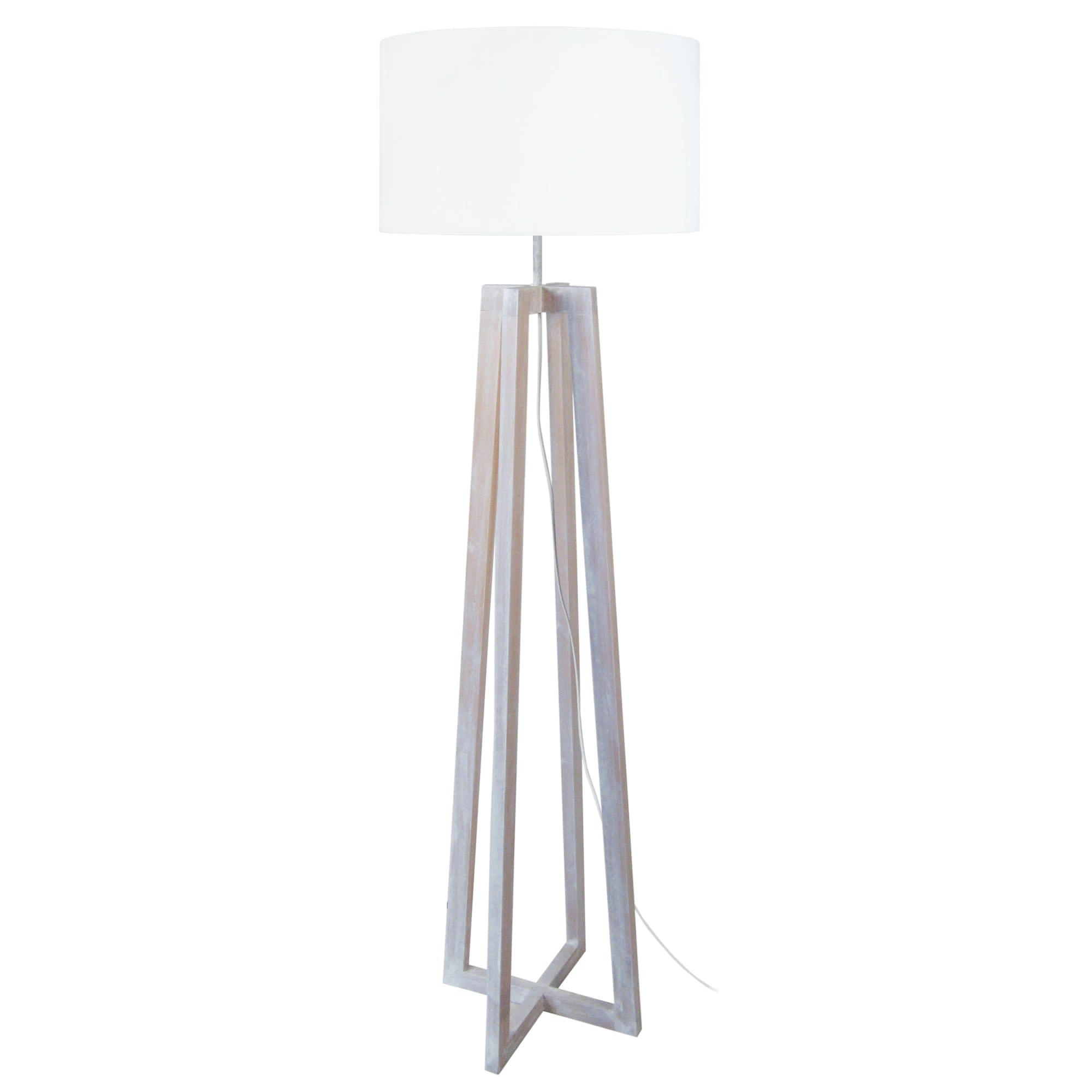 LOT - Lampadaire bois blanc