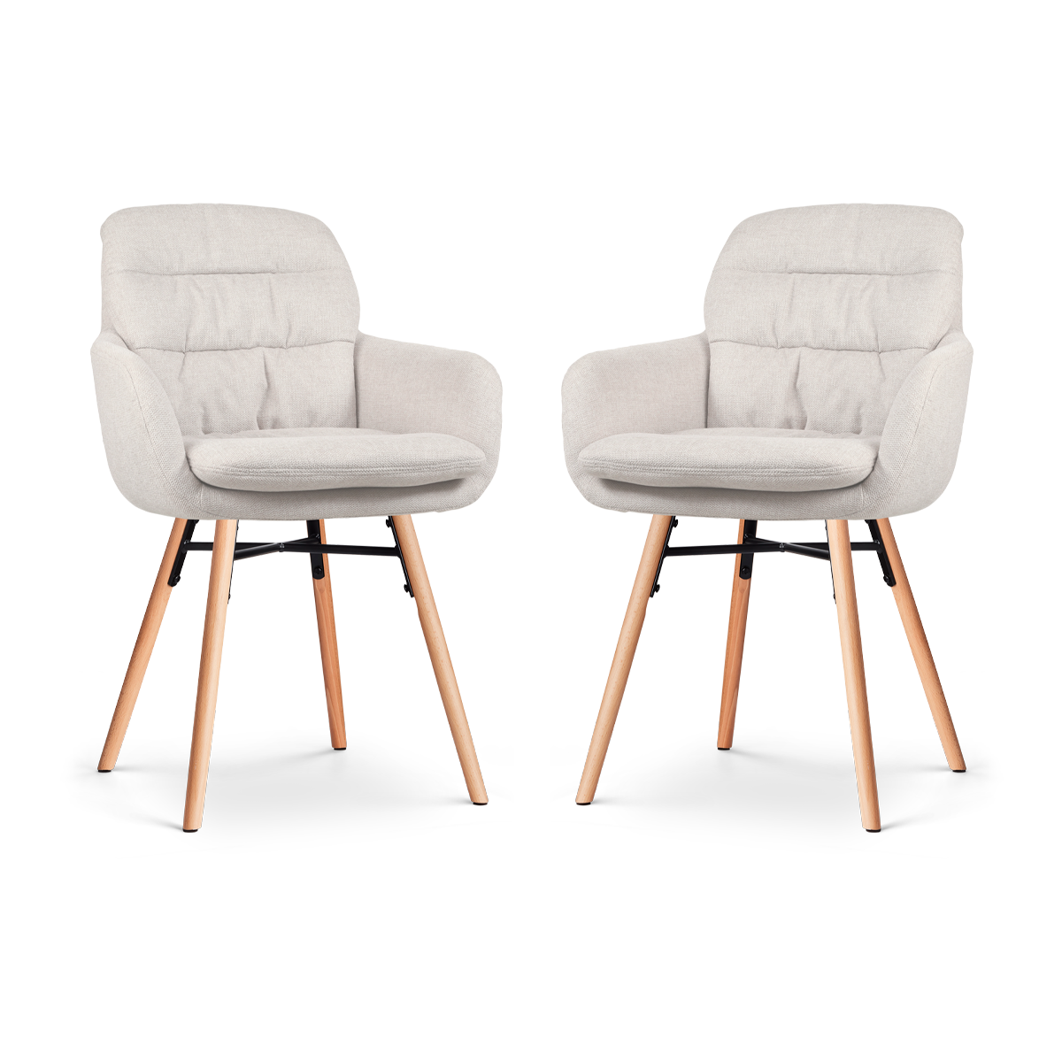 Nolon Nena-Mia Eetkamerstoelen Set van 2 - Beige - Naturel Hout