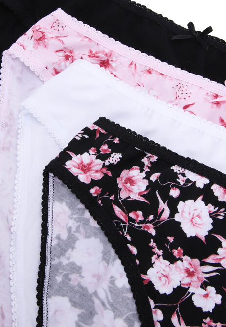 Womens 4pk Black Floral High Cut Briefs