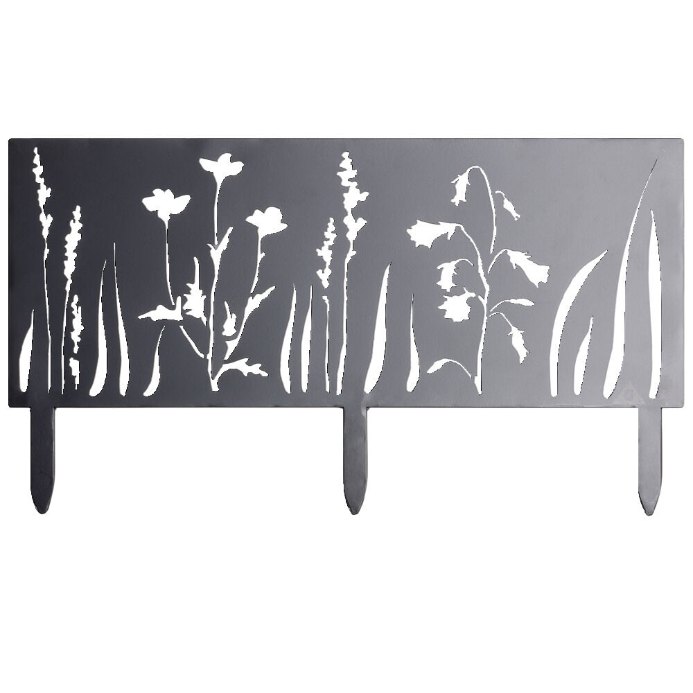 Bordure de jardin métal gris motif végétal ajouré L50xH20cm