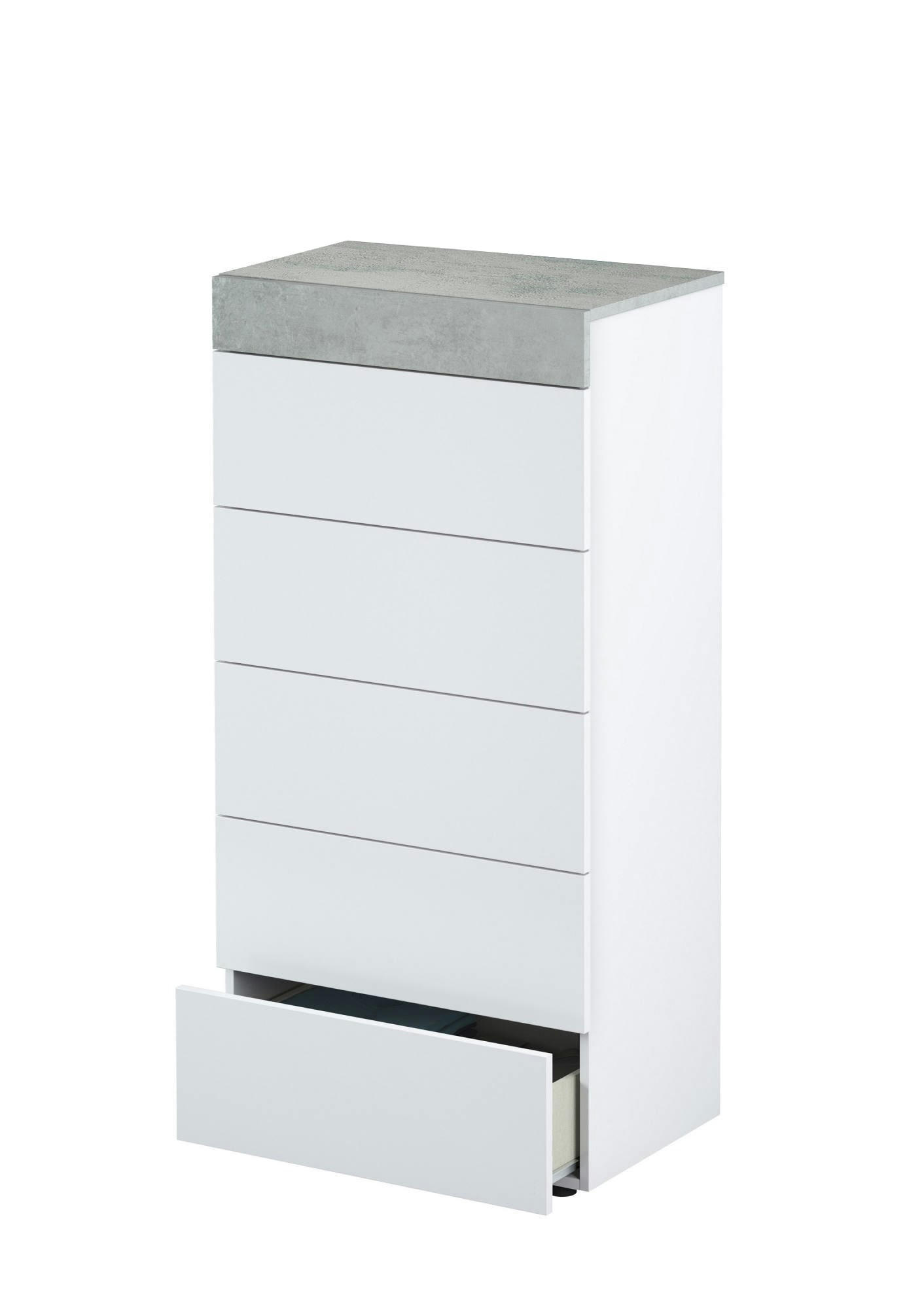 DFERRI - Commode 5 tiroirs effet bois blanc