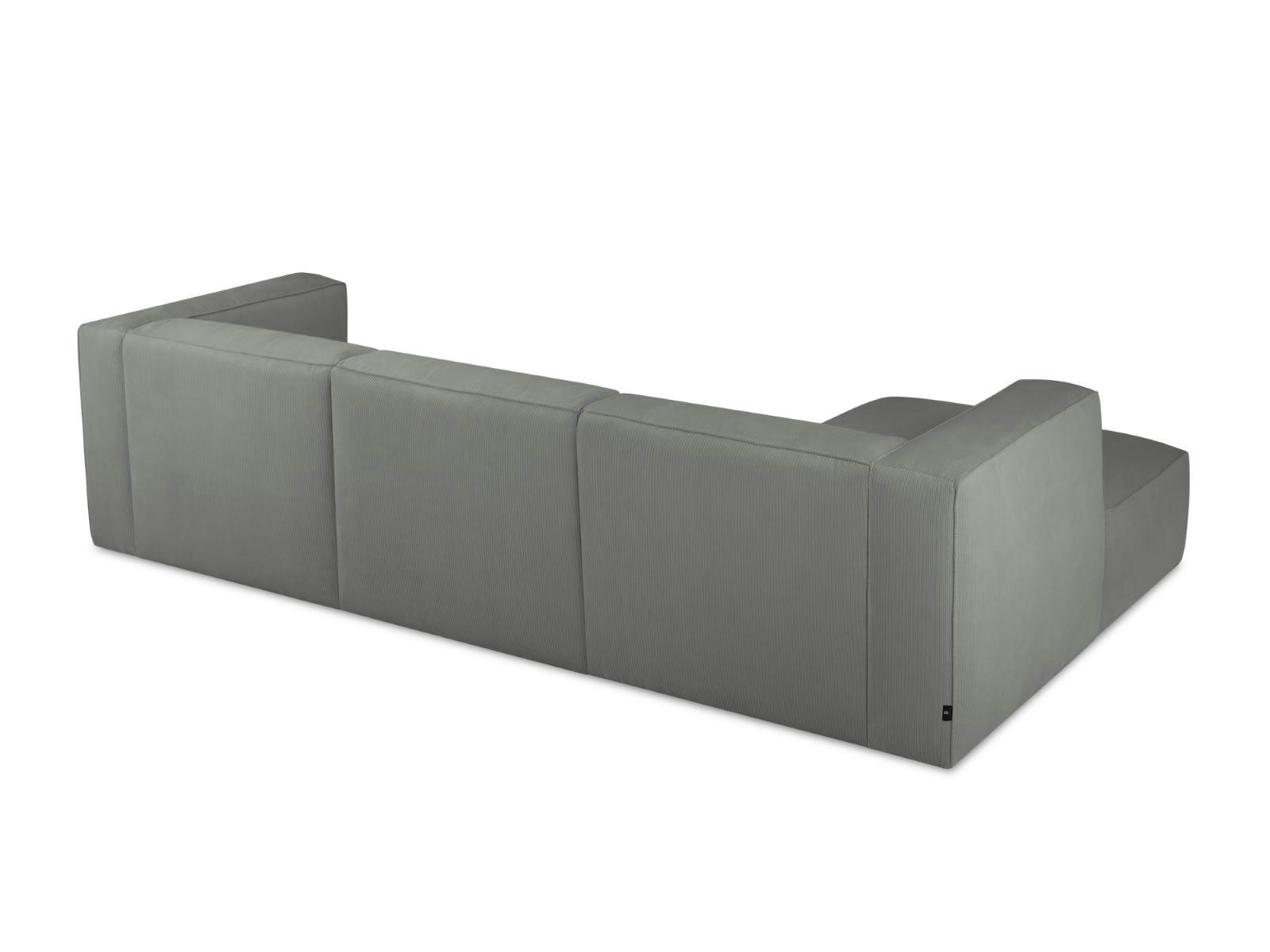 MUSE - Canapé D'Angle Gauche 5 places en Velours Côtelé Gris