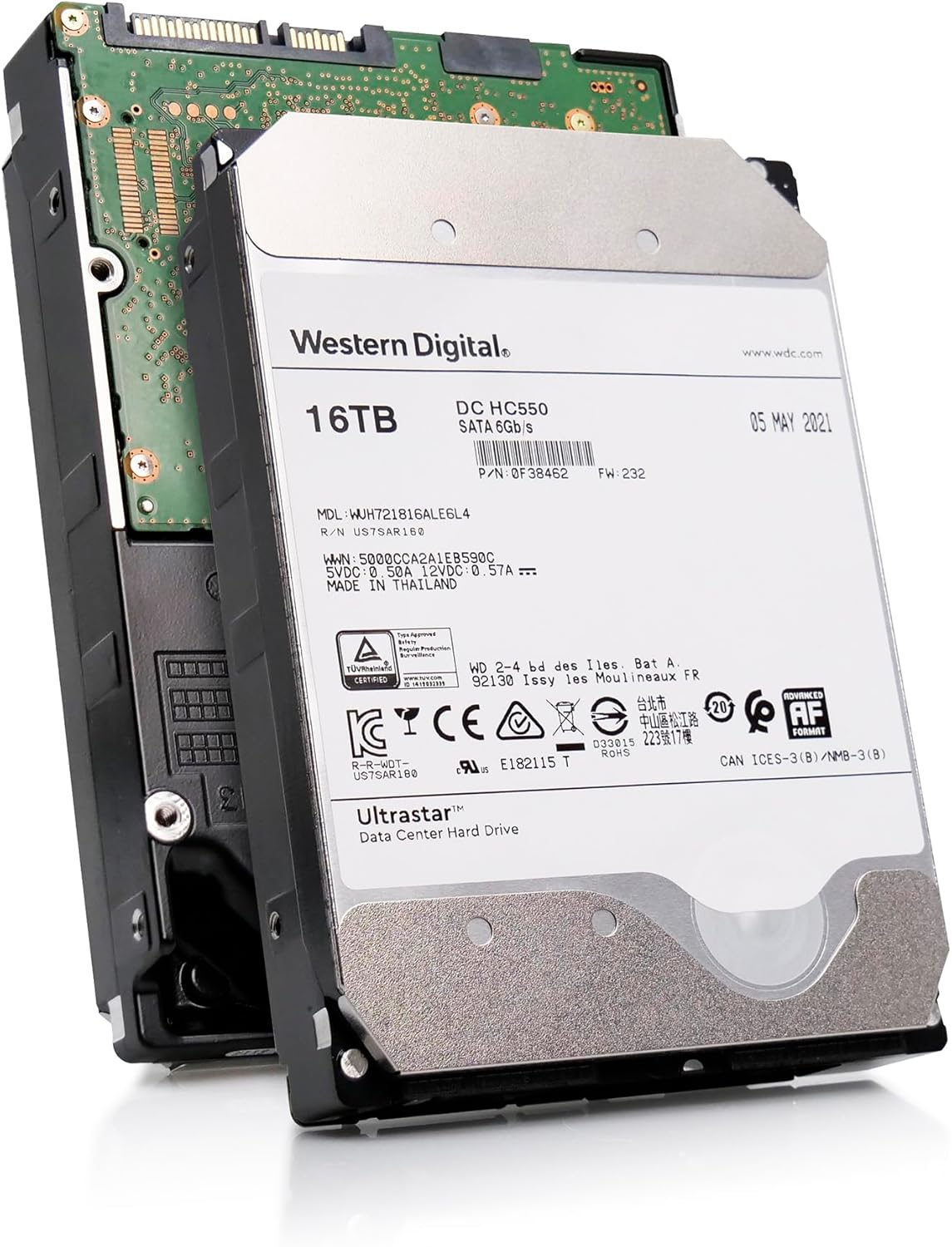 Western Digital Ultrastar DC HC550 WUH721816ALE6L4 0F38462 16TB 7 200 RPM SATA 6Gb/s CMR 512e Format 512MB Cache Helium Sealed 3.5-inch Enterprise HDD (Renewed)