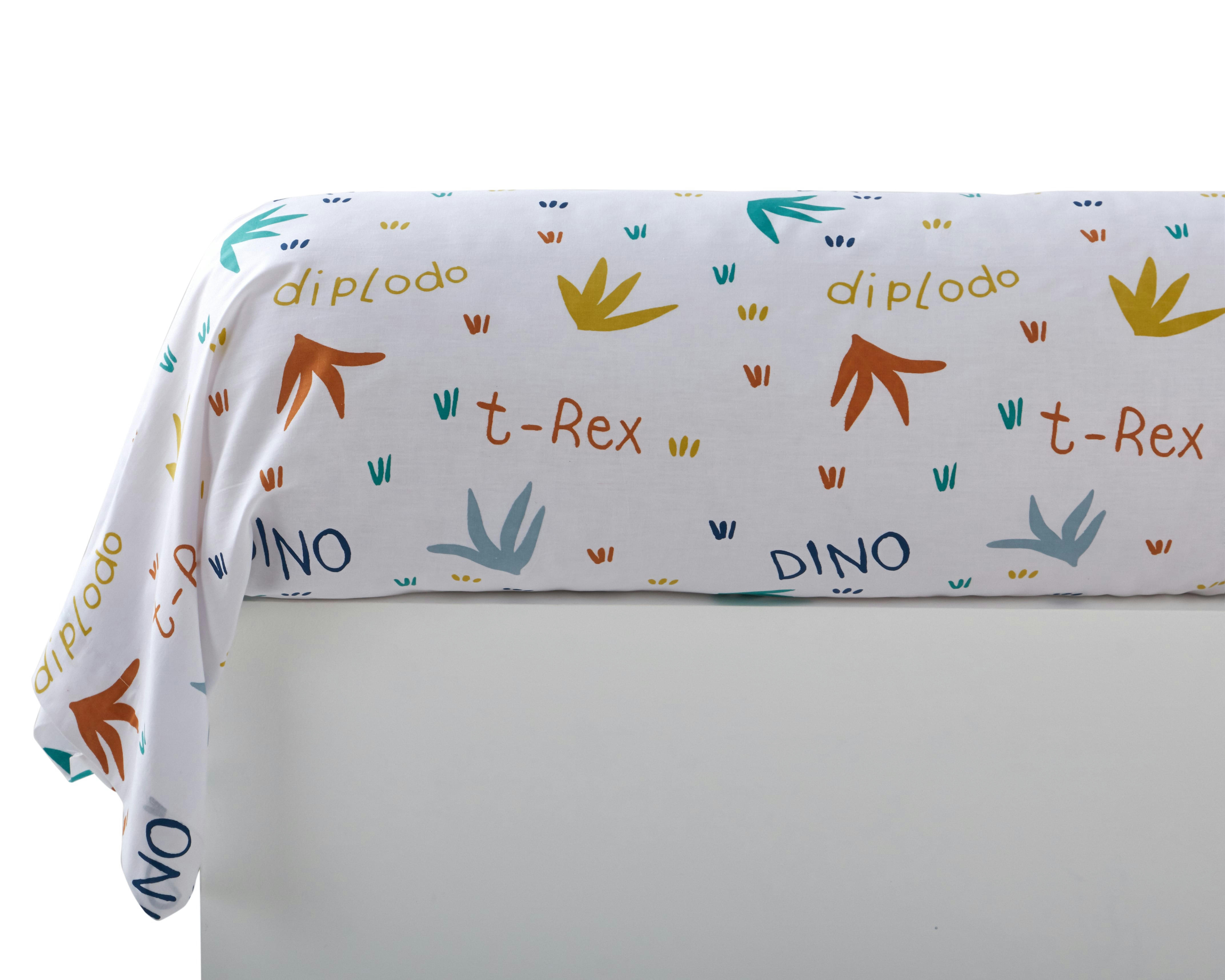 T REX - Taie d'oreiller enfant 43x140 blanc en coton